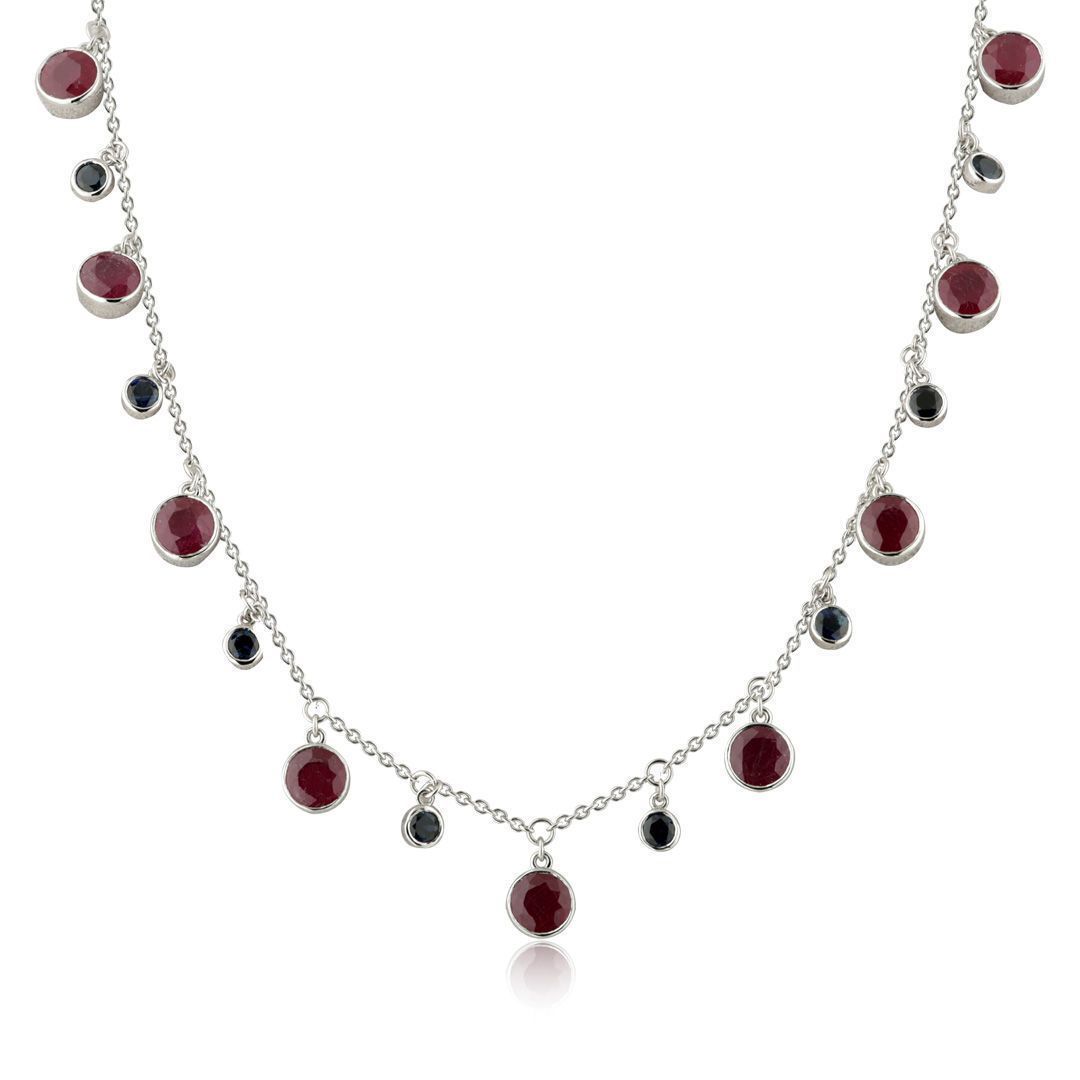 Колье из белого золота с сапфирами и рубинами, арт. 88906 из коллекции ...