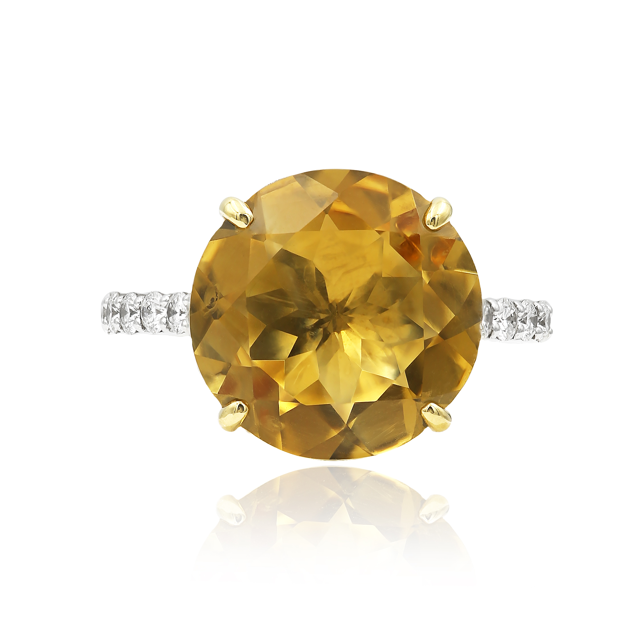 Кольцо из белого золота с цитрином 6.4 ct и бриллиантами, арт. 95945 из ...