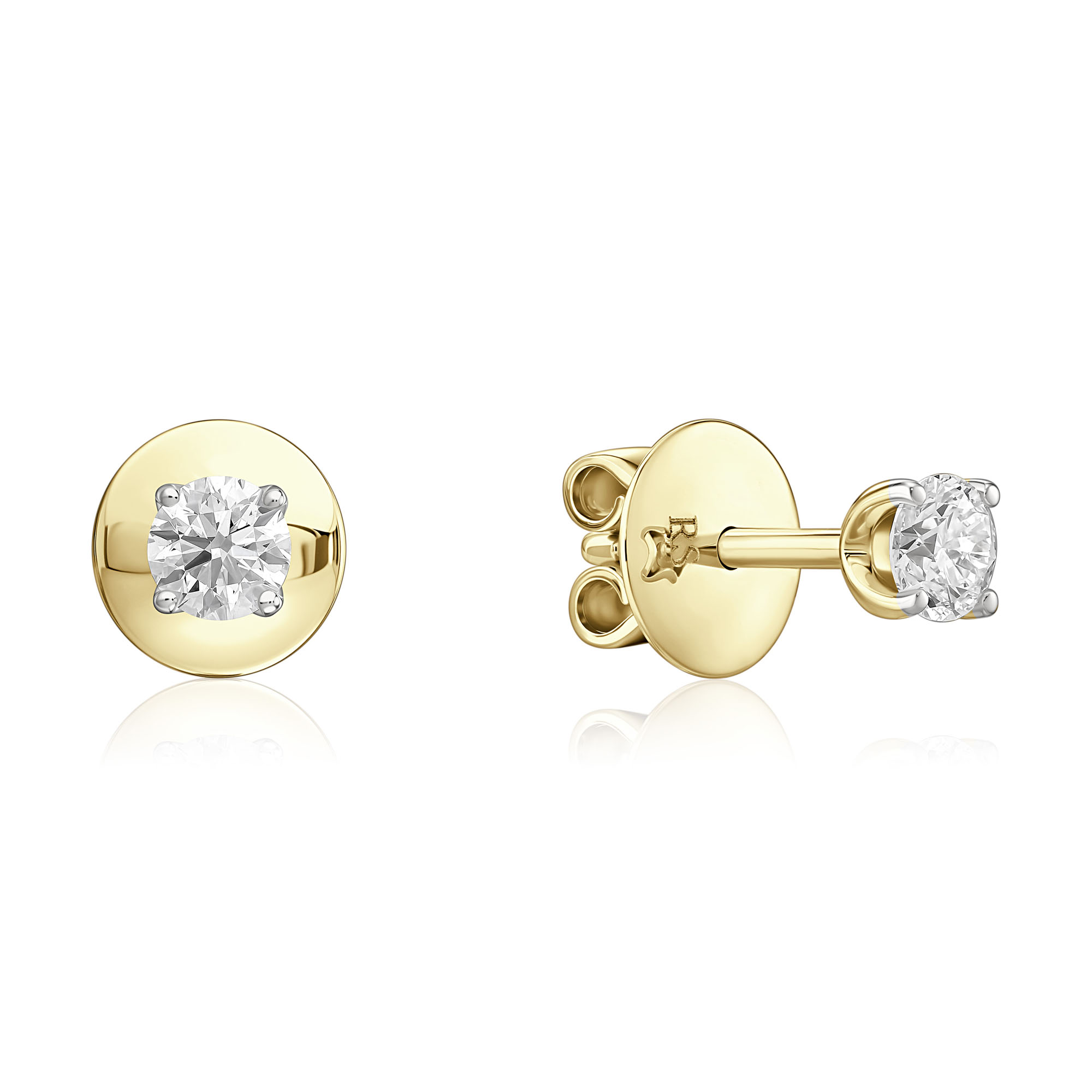 Пусеты из желтого золота с бриллиантами