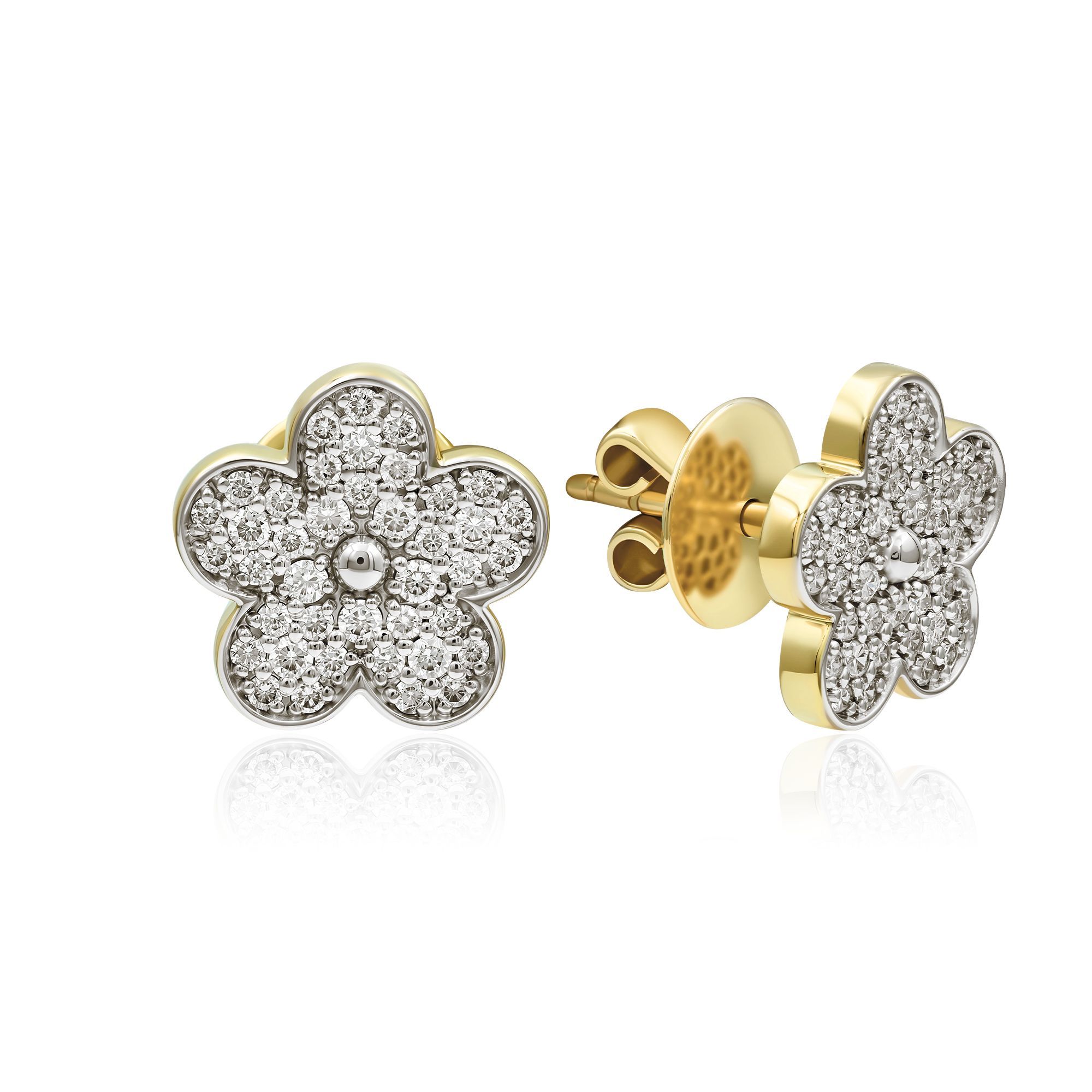 Пусеты из желтого золота с бриллиантами