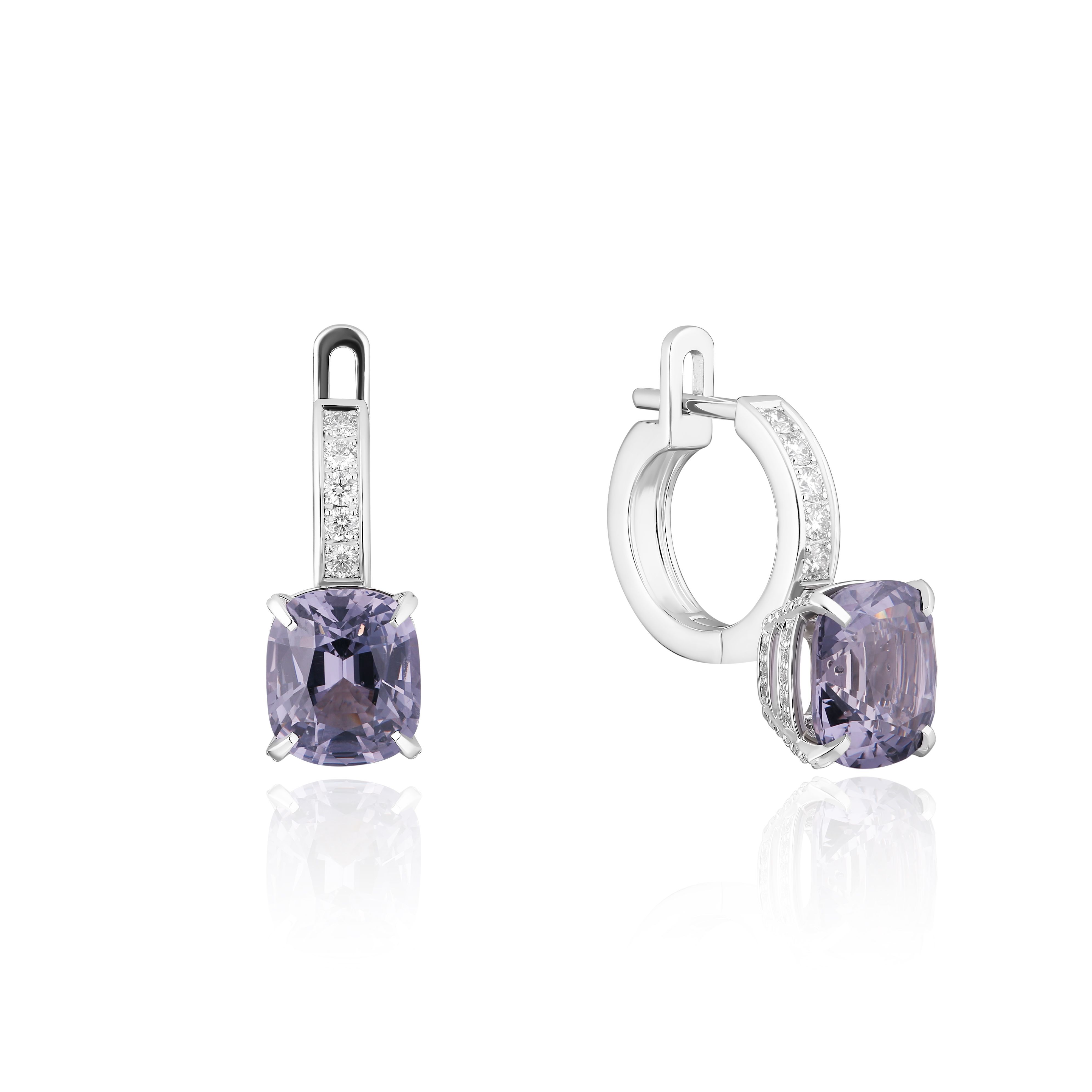 Серьги из белого золота со шпинелью 7.73 ct и бриллиантами