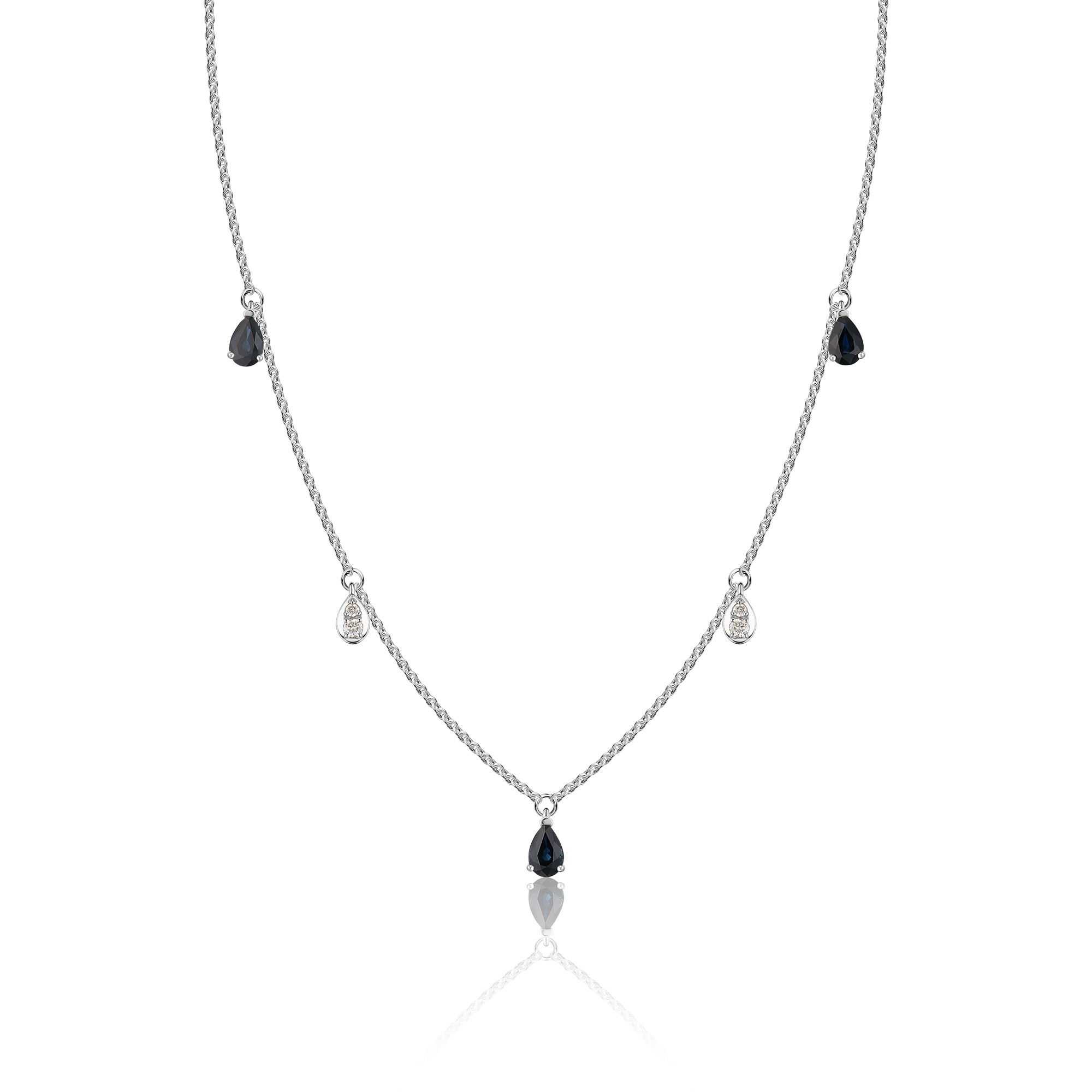 Колье из белого золота с сапфирами и бриллиантами