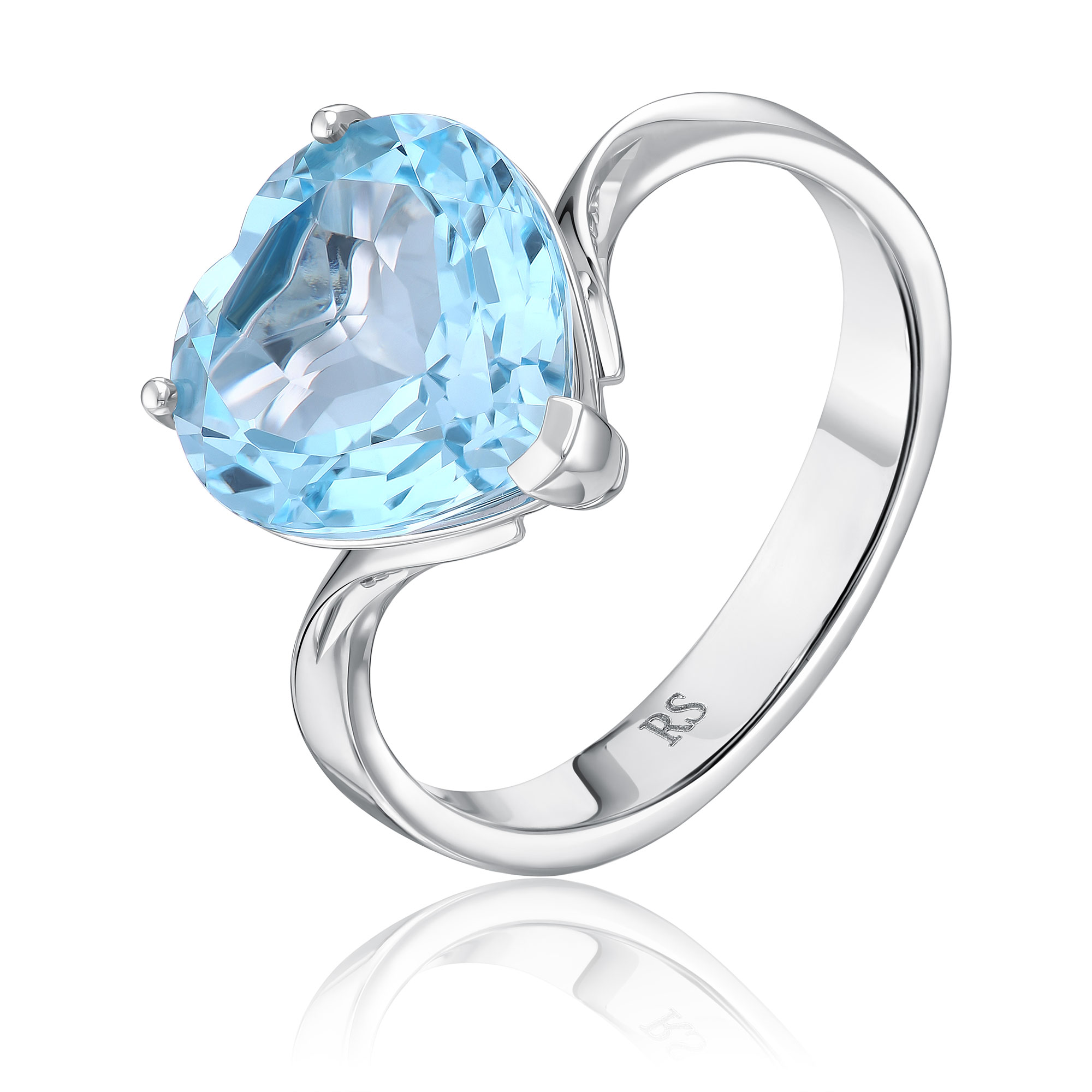 Кольцо из белого золота с топазом и бриллиантами