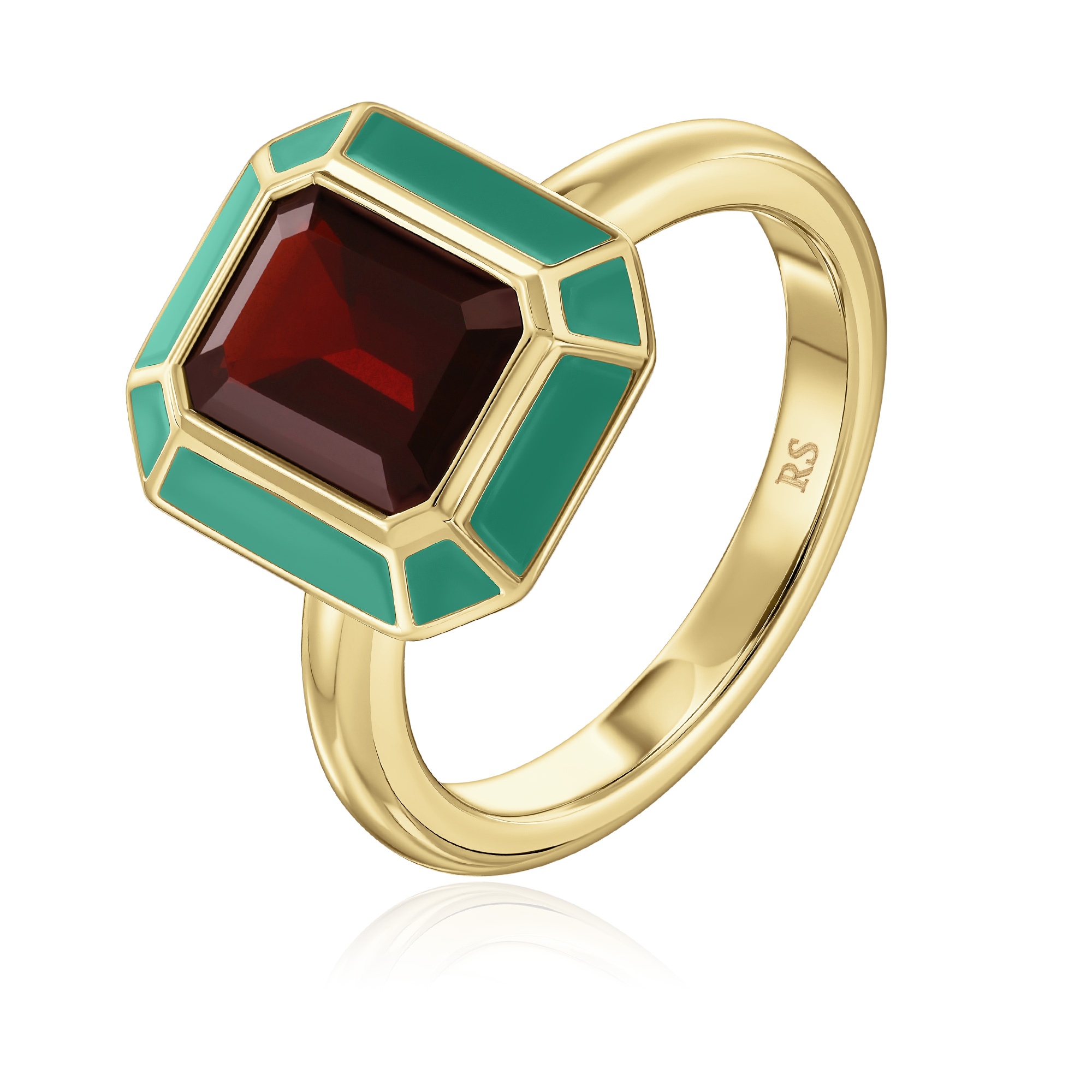 Кольцо из желтого золота с гранатом