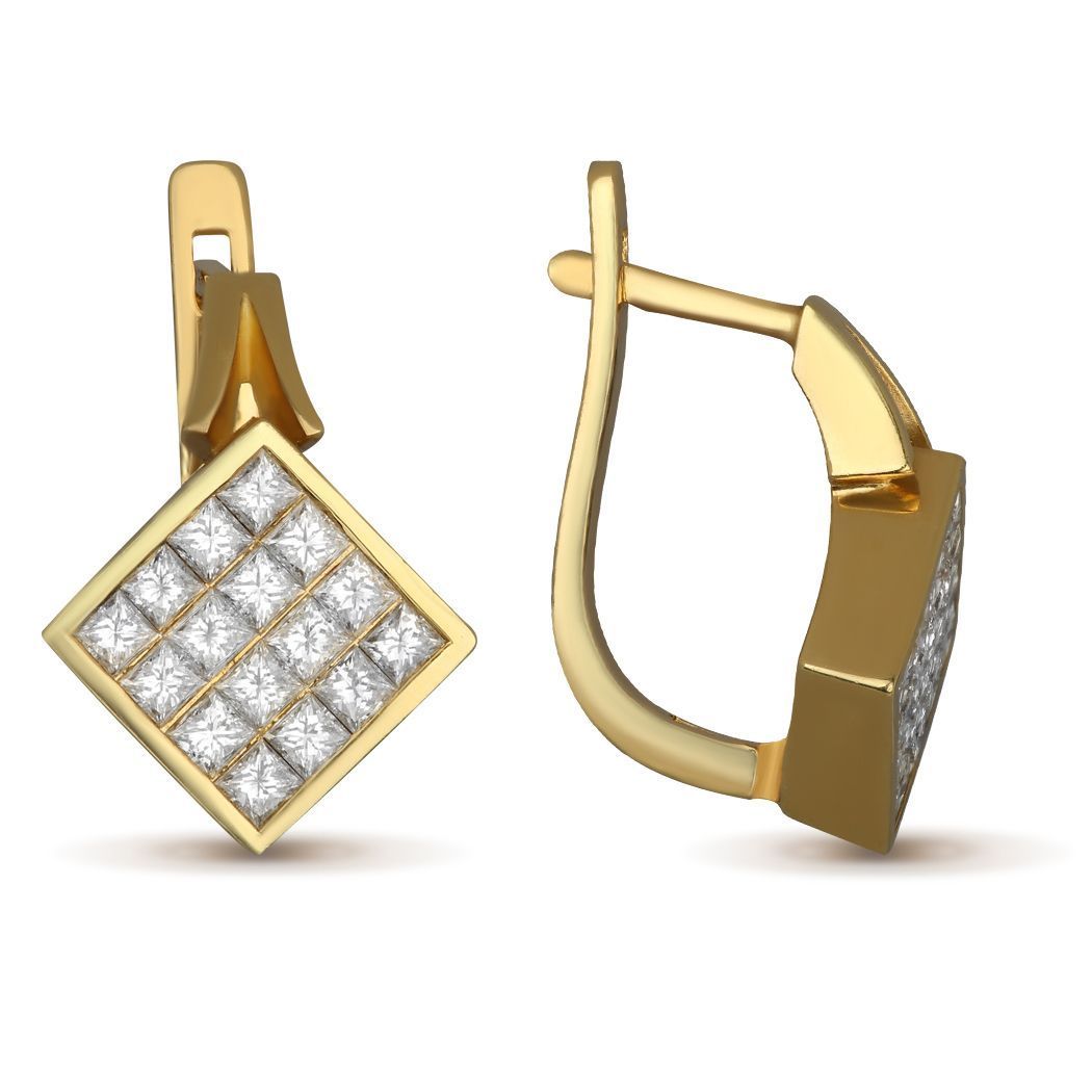 Серьги из желтого золота с бриллиантами