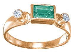 Кольцо из красного золота с фианитами