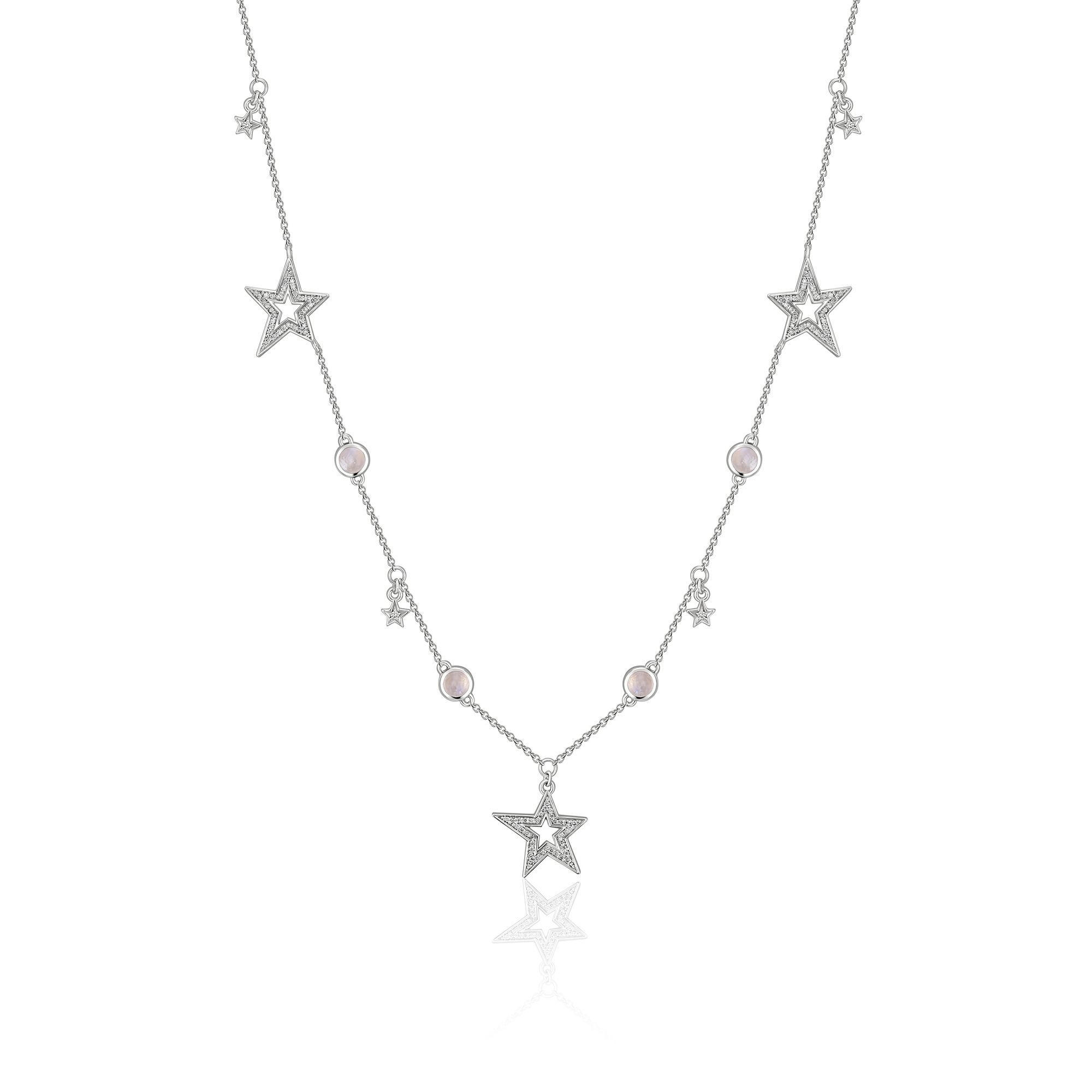 Колье из белого золота с лунным камнем и бриллиантами