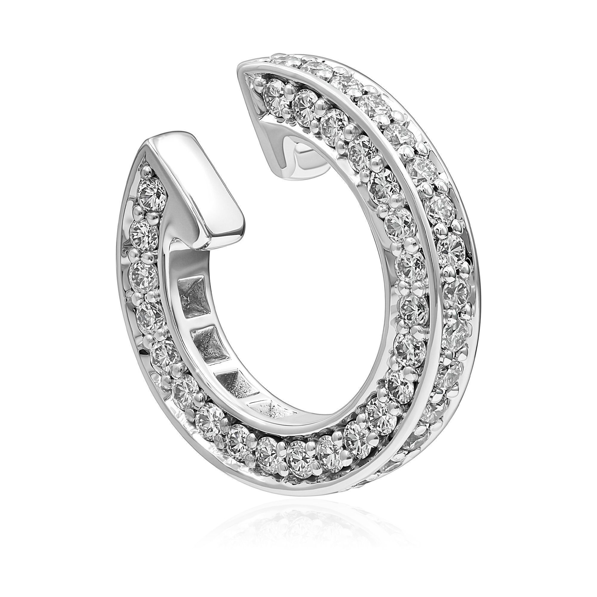 Серьга кафф из белого золота с бриллиантами