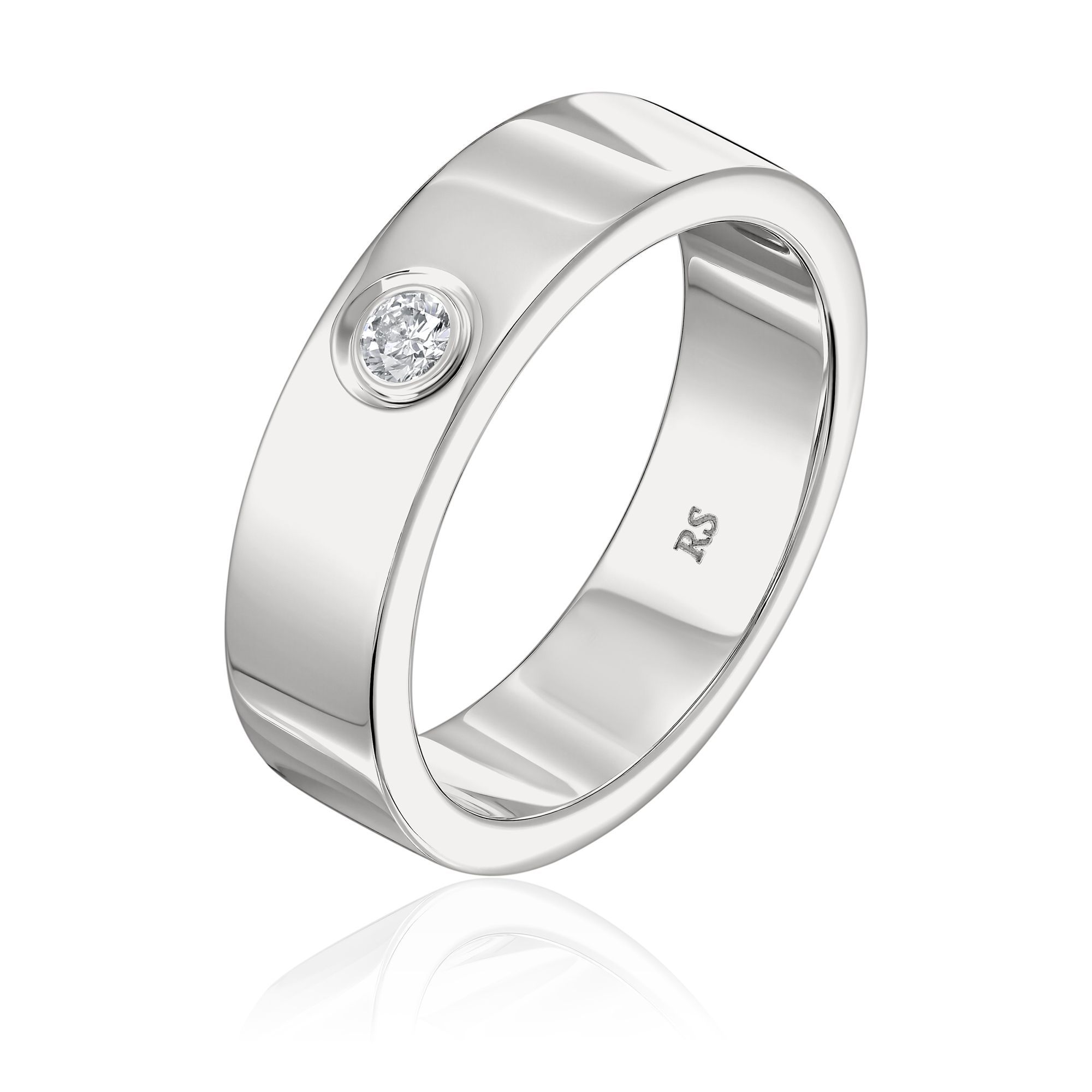 Обручальное кольцо из белого золота с бриллиантом