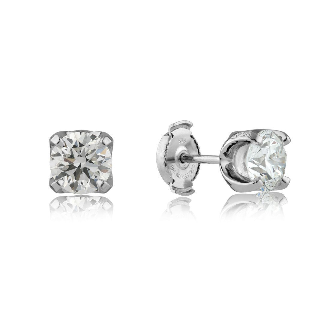 Пусеты из белого золота с бриллиантами 2.06 ct