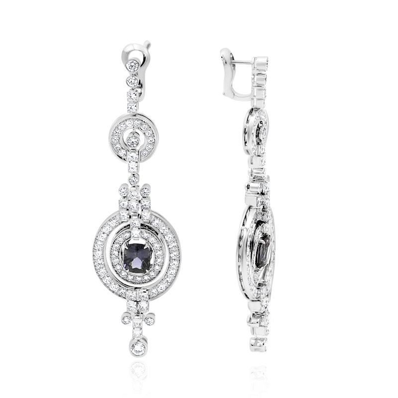 Серьги из белого золота со шпинелью 3.93 ct и бриллиантами