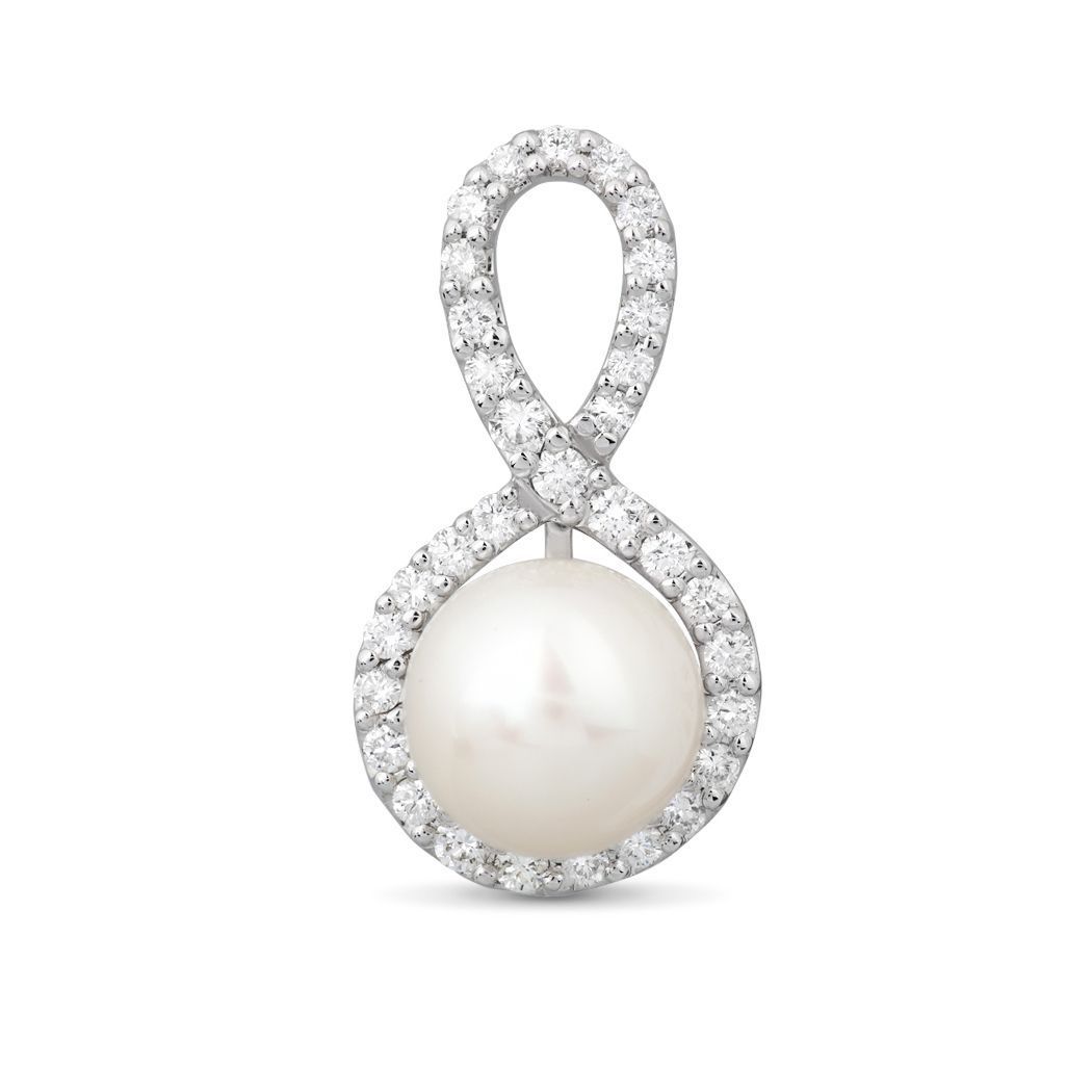 Подвеска из белого золота с бриллиантами и жемчугом