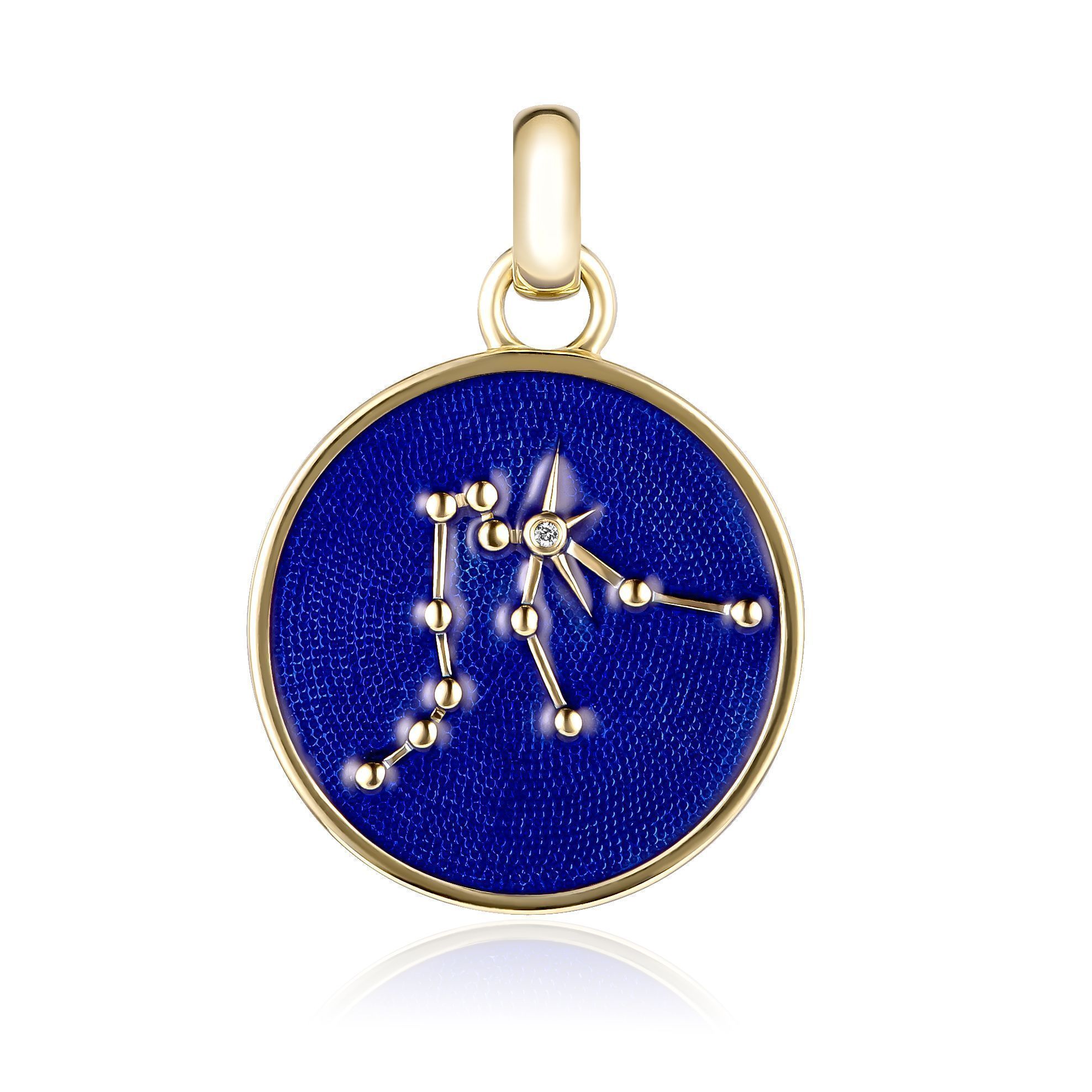 Подвеска «Водолей» из желтого золота с бриллиантами