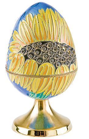 Яйцо-шкатулка «Подсолнух» из серебра с нуаритом