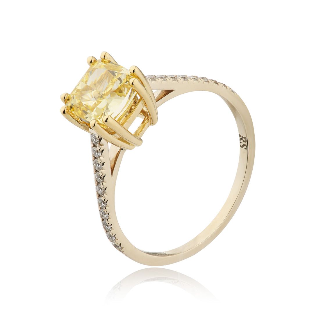 Кольцо из желтого золота с желтым бриллиантом 2.01 ct