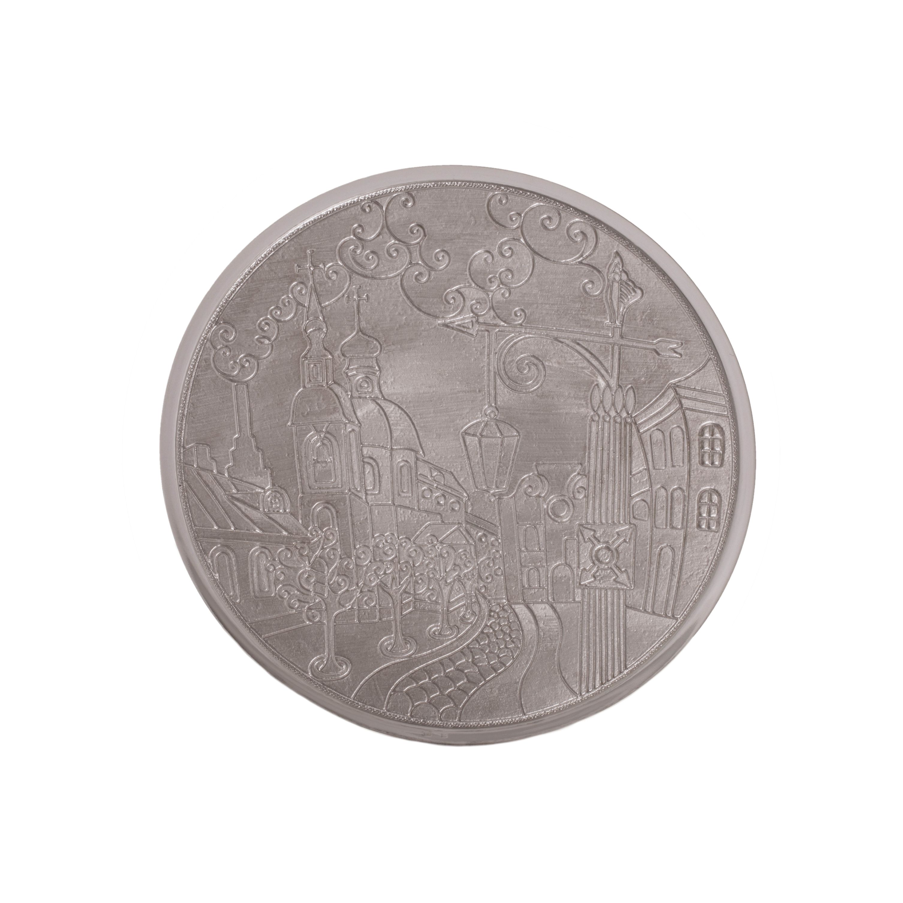 Тарелка декоративная «Пантелеймоновская церковь» из серебра