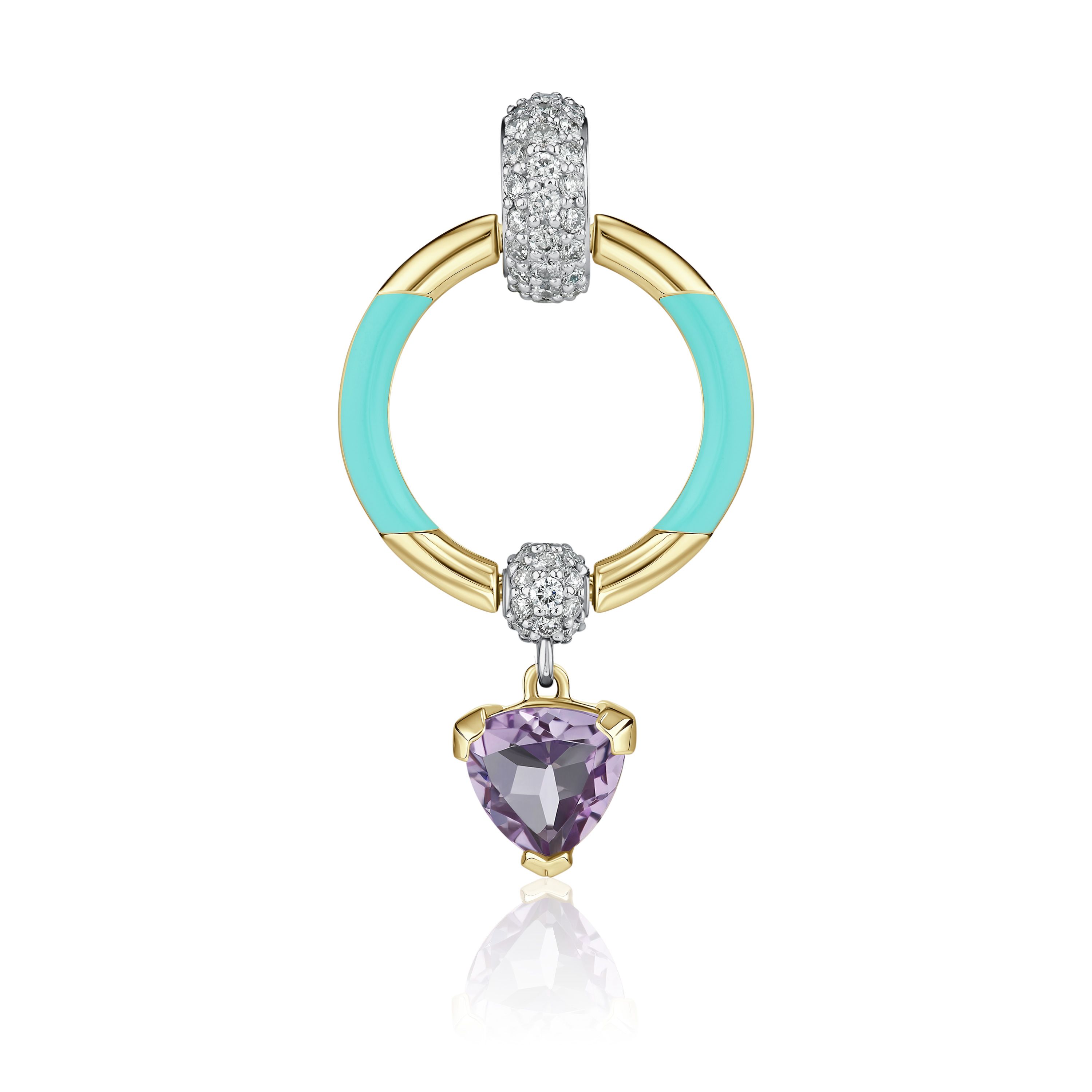 Подвеска из желтого золота с аметистом и бриллиантами