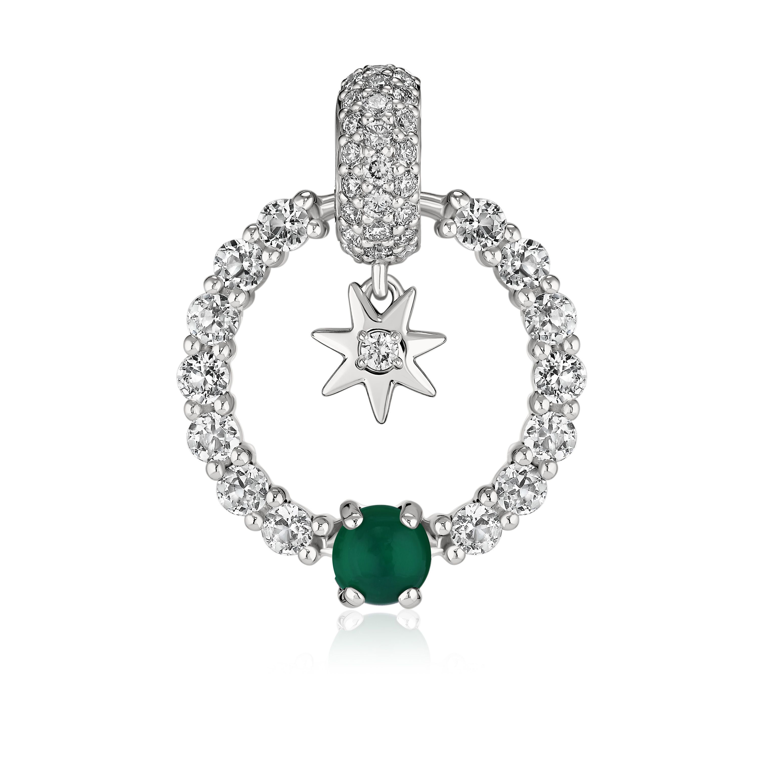 Подвеска из белого золота с топазами, бриллиантами и агатом