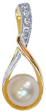 Подвеска из красного золота с бриллиантами и жемчугом