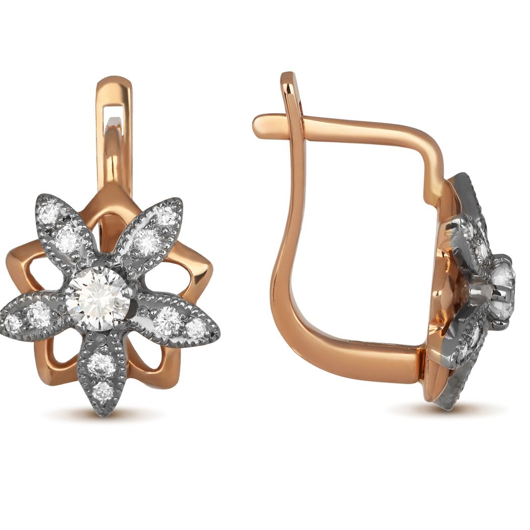 Серьги из красного золота с бриллиантами