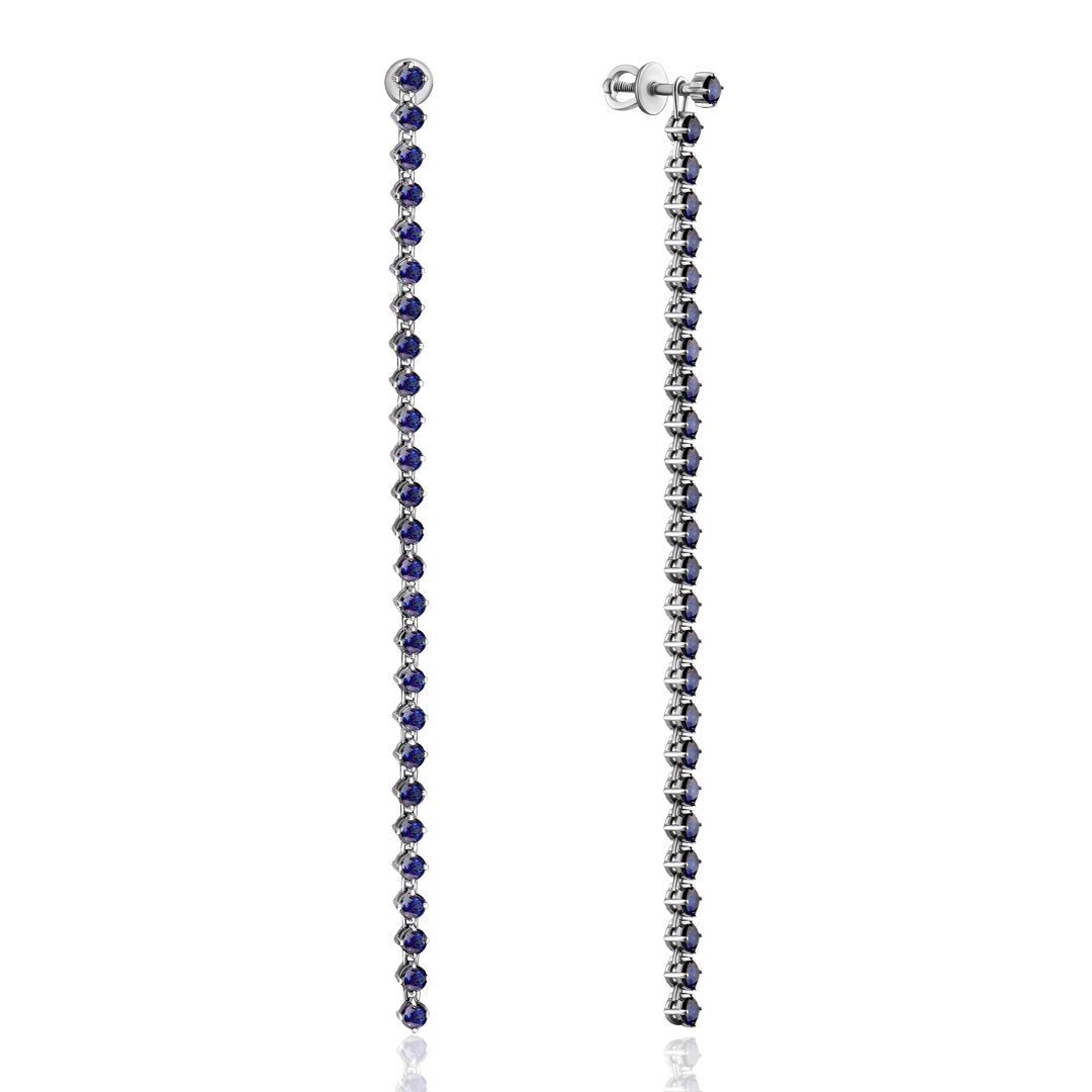 Пусеты из белого золота с сапфирами