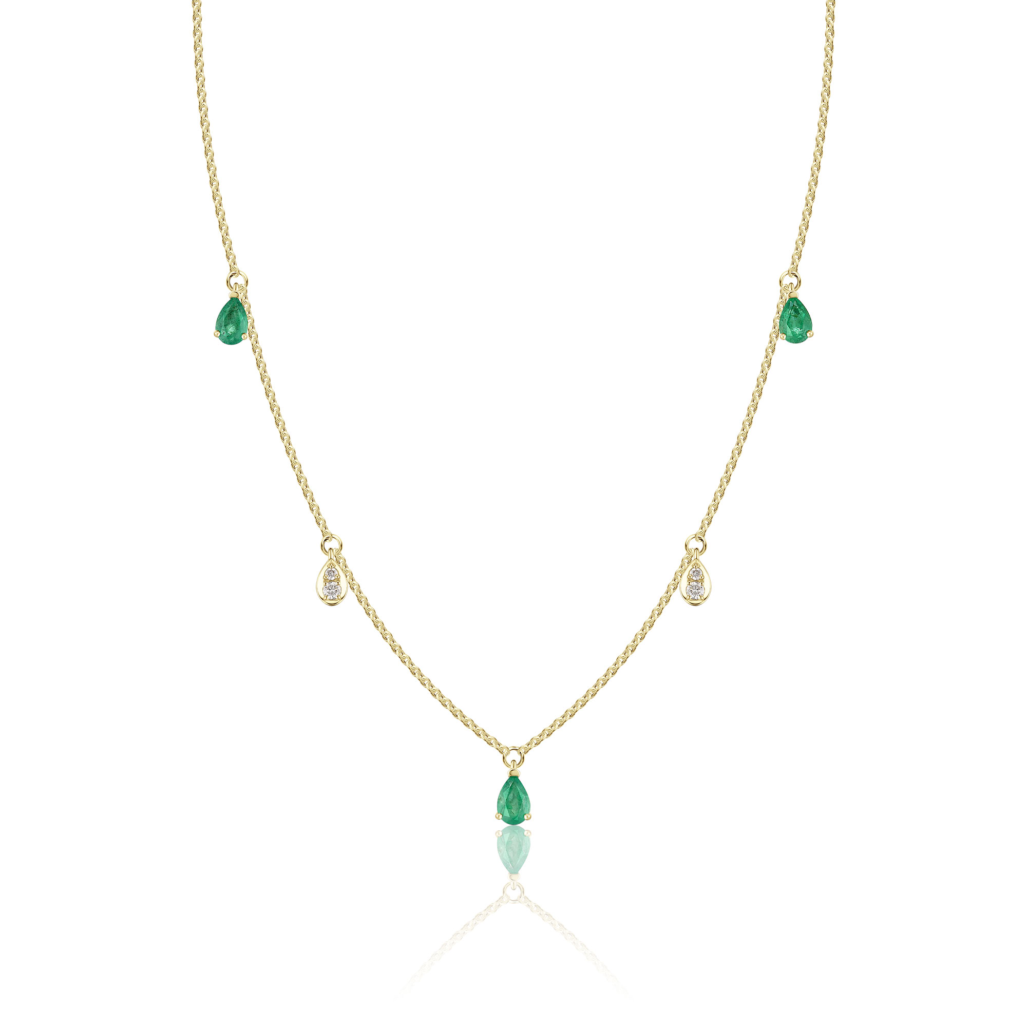 Колье из желтого золота с изумрудами и бриллиантами