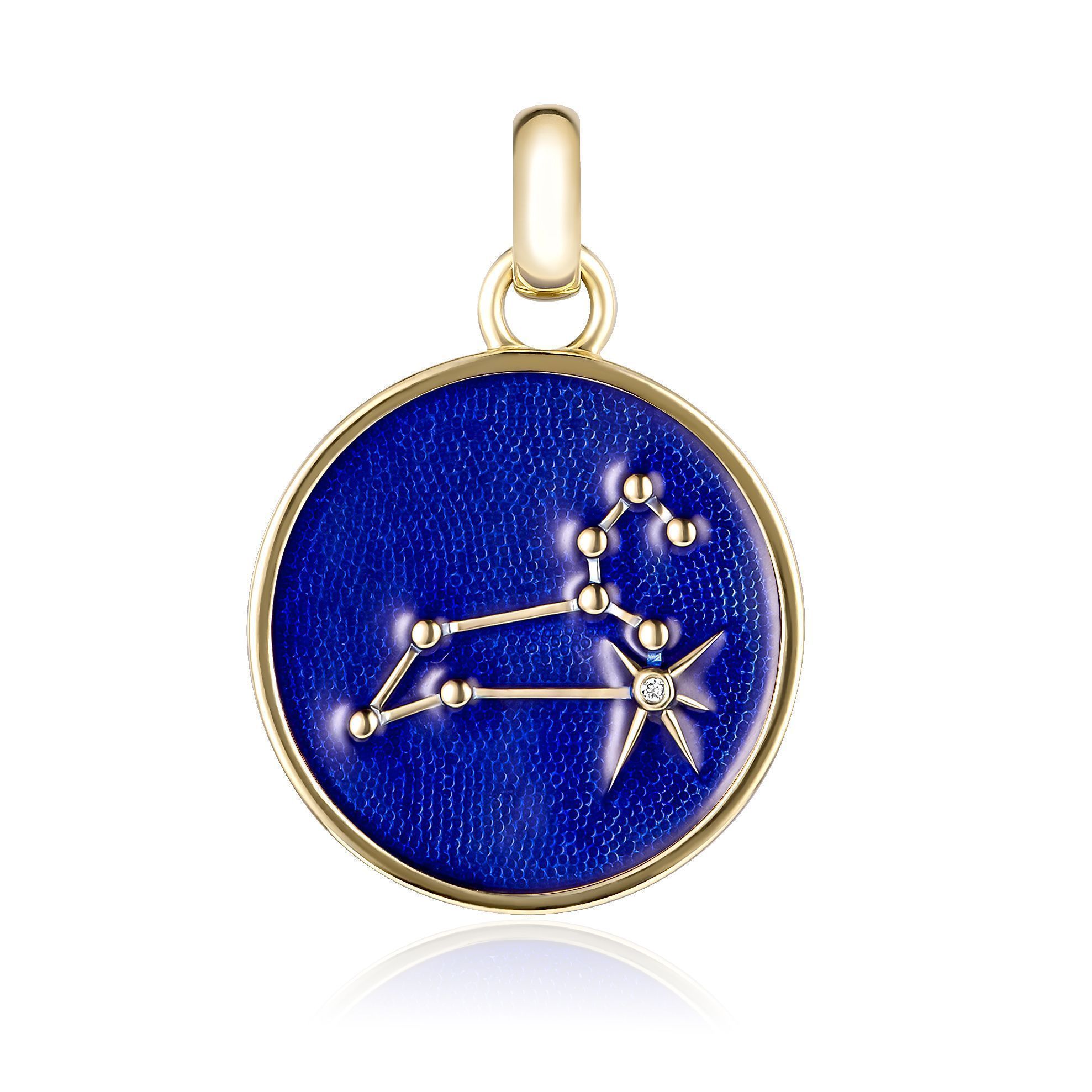 Подвеска «Лев» из желтого золота с бриллиантами