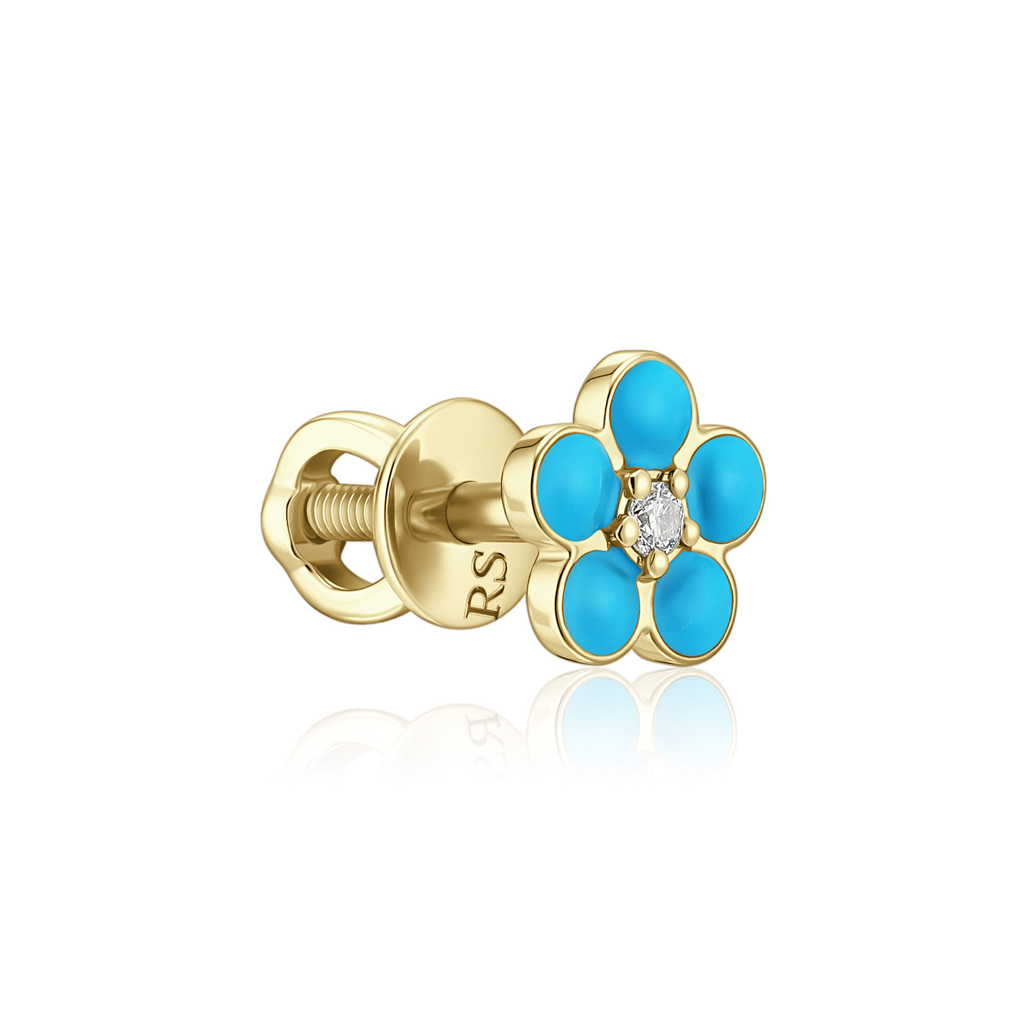 Пусета из желтого золота с бриллиантом