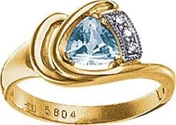 Кольцо из красного золота с бриллиантами и топазом