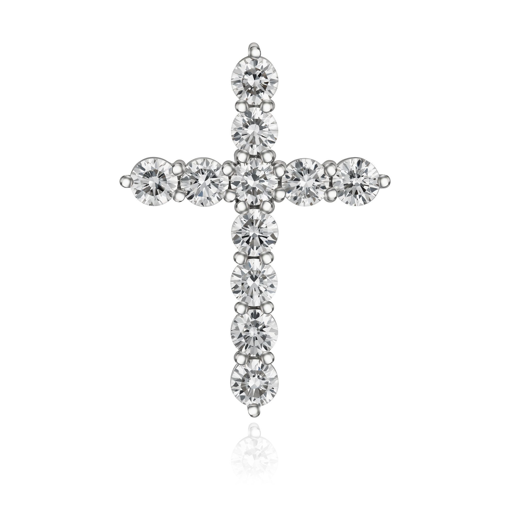 Крест из белого золота с бриллиантами