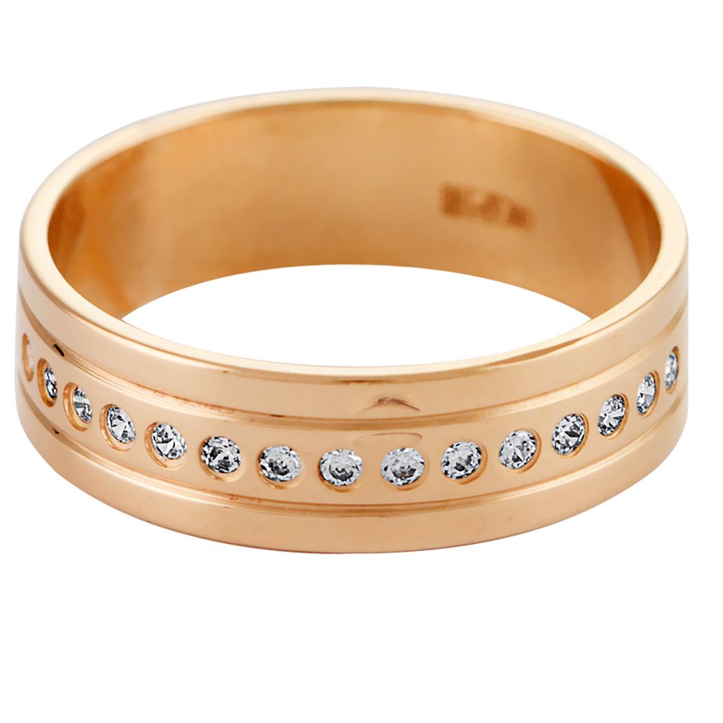 Обручальное кольцо из красного золота с фианитами