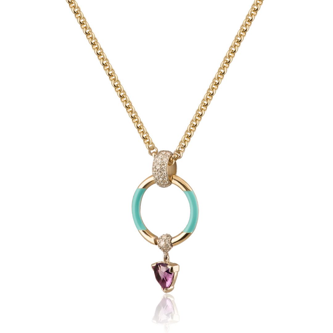 Колье из желтого золота с аметистом и бриллиантами