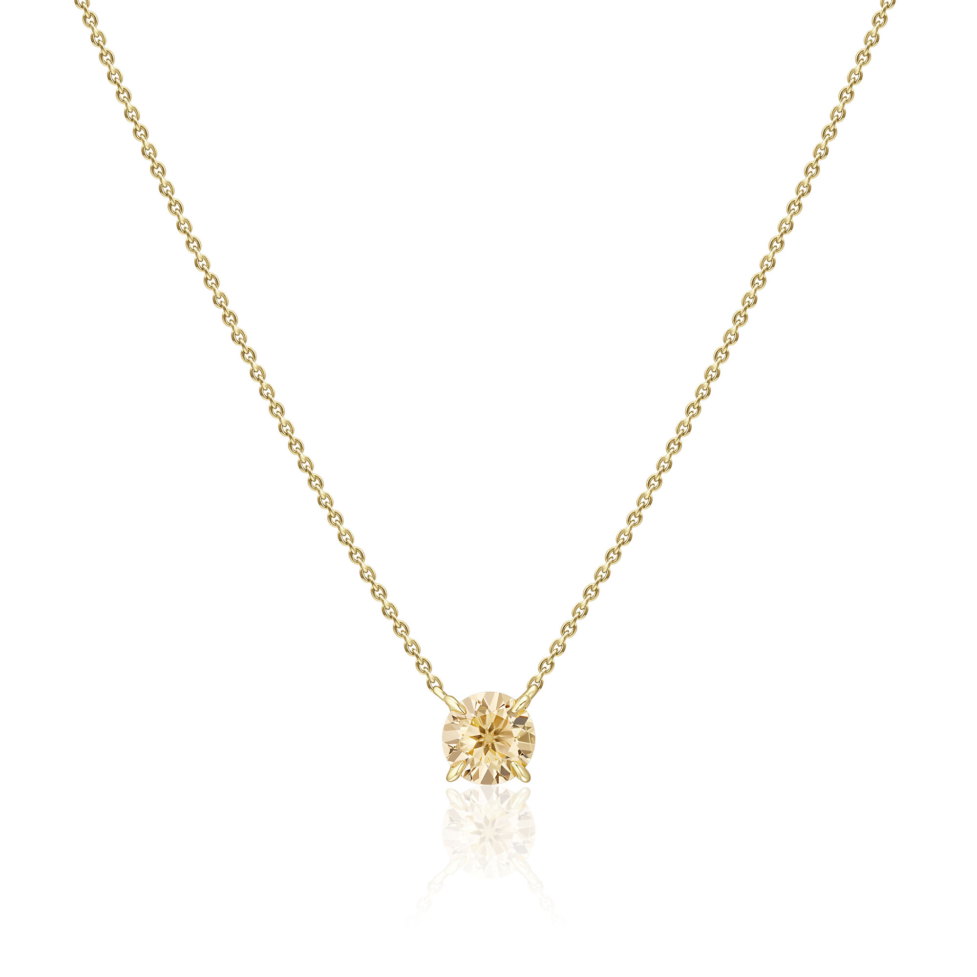 Колье из желтого золота с цитрином и бриллиантом