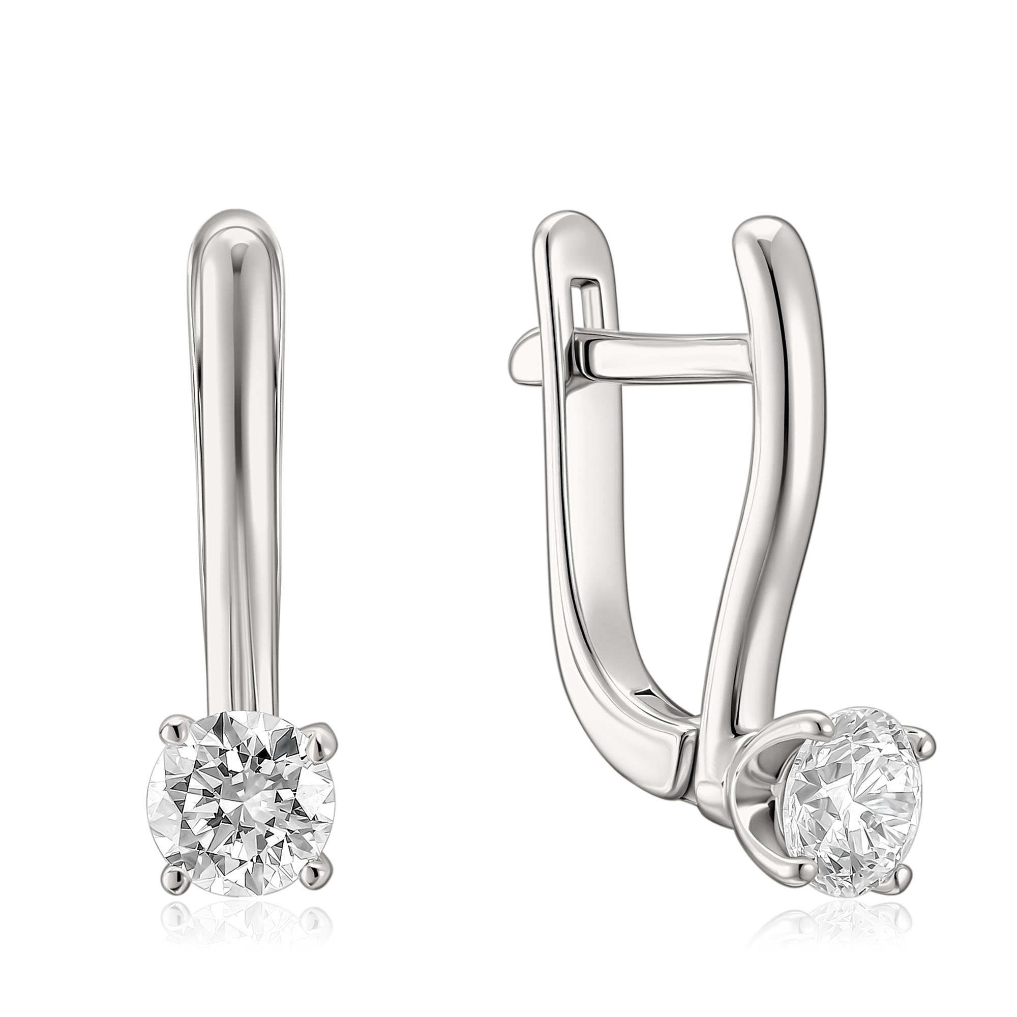 Серьги из белого золота с бриллиантом