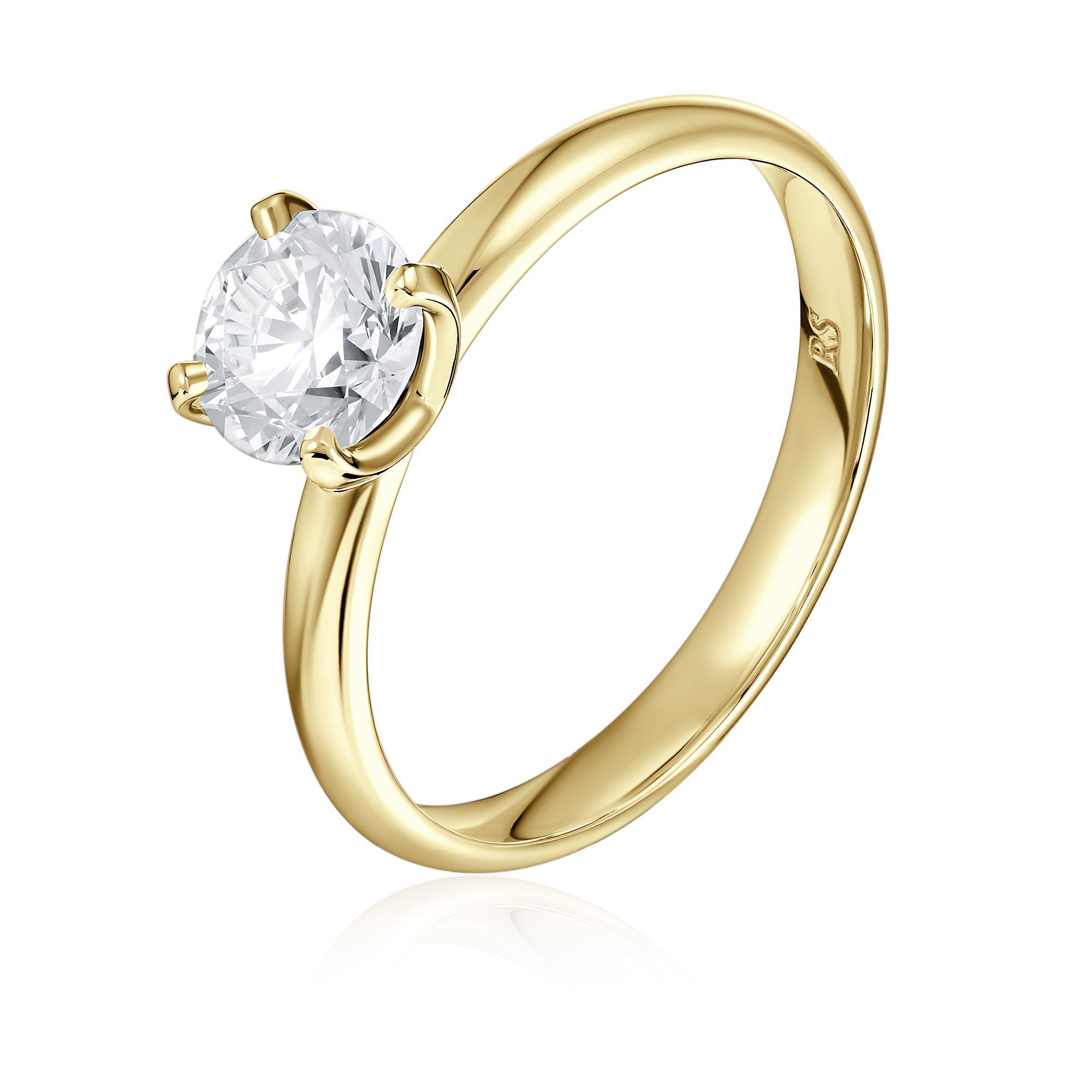 Кольцо из желтого золота с бриллиантом 1 ct