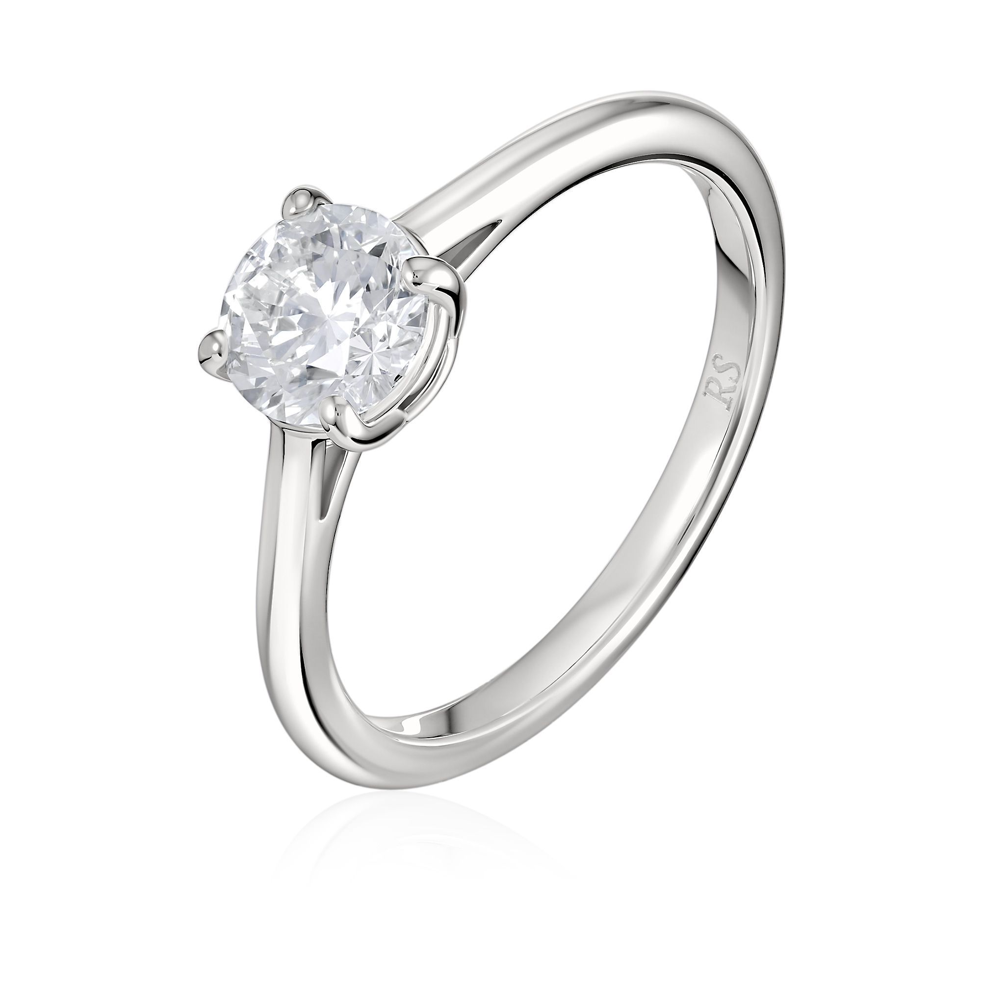 Кольцо из белого золота с бриллиантом 1 ct