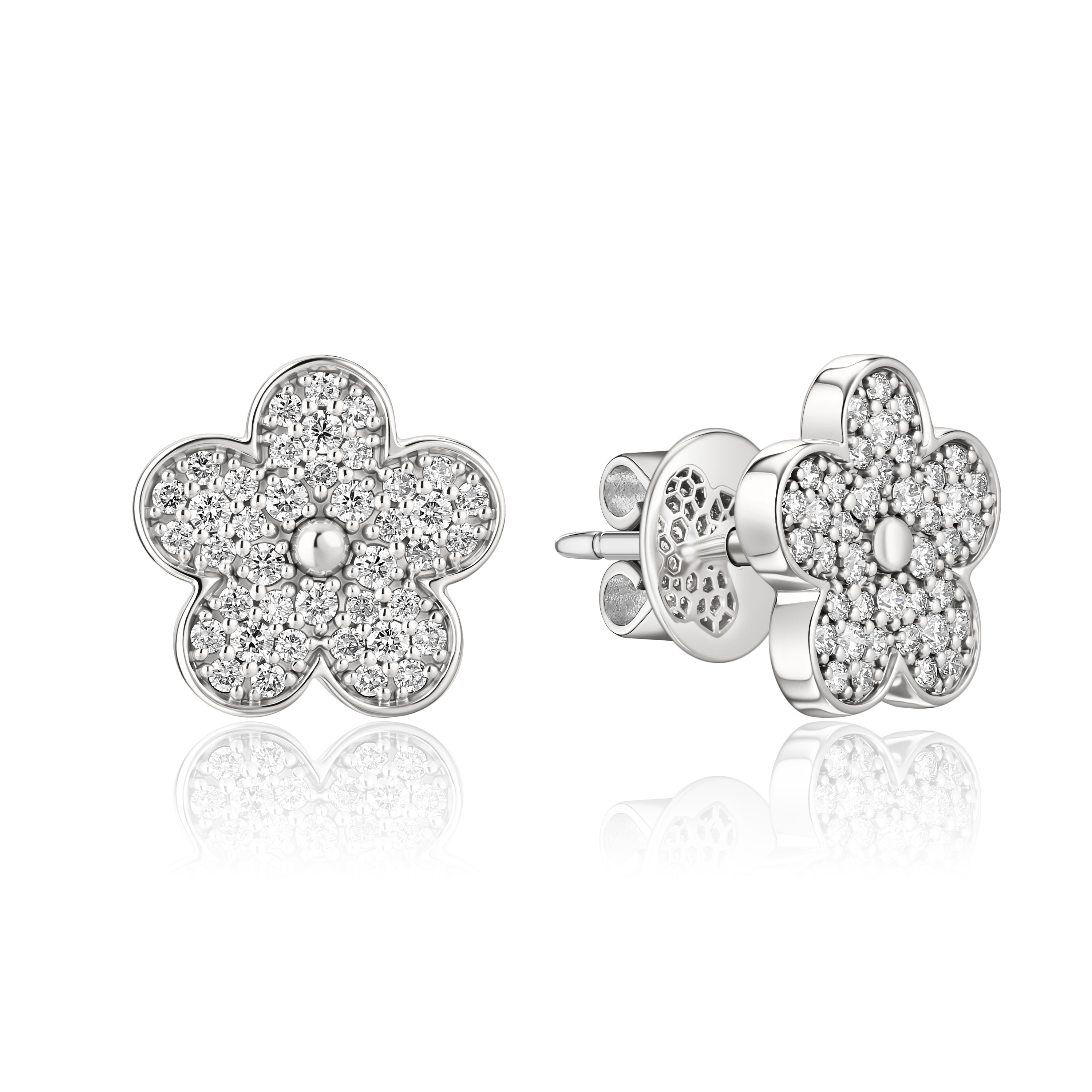 Пусеты из белого золота с бриллиантами