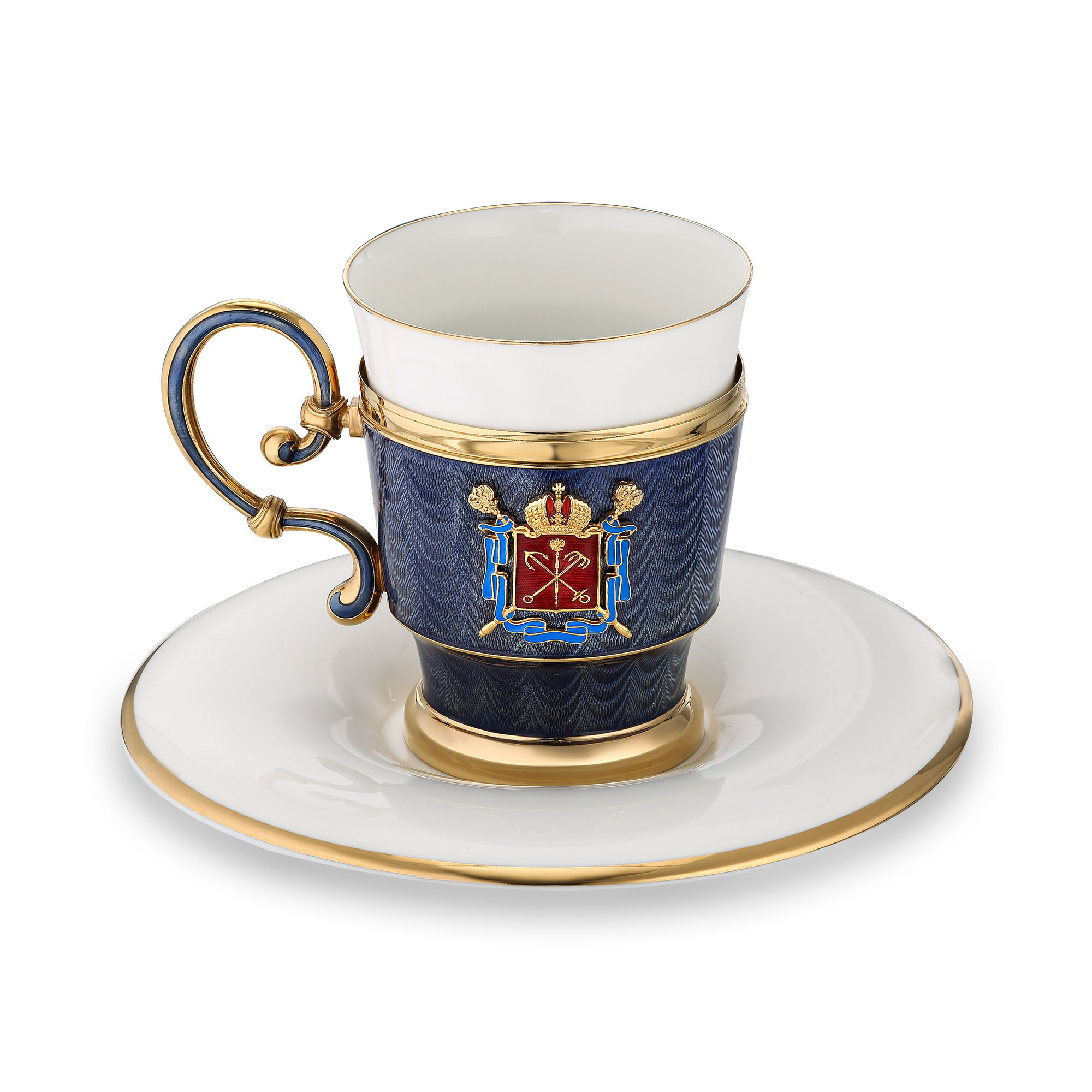 Чайный набор «Герб Санкт-Петербурга» из серебра 