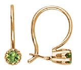 Серьги из красного золота с хризолитами