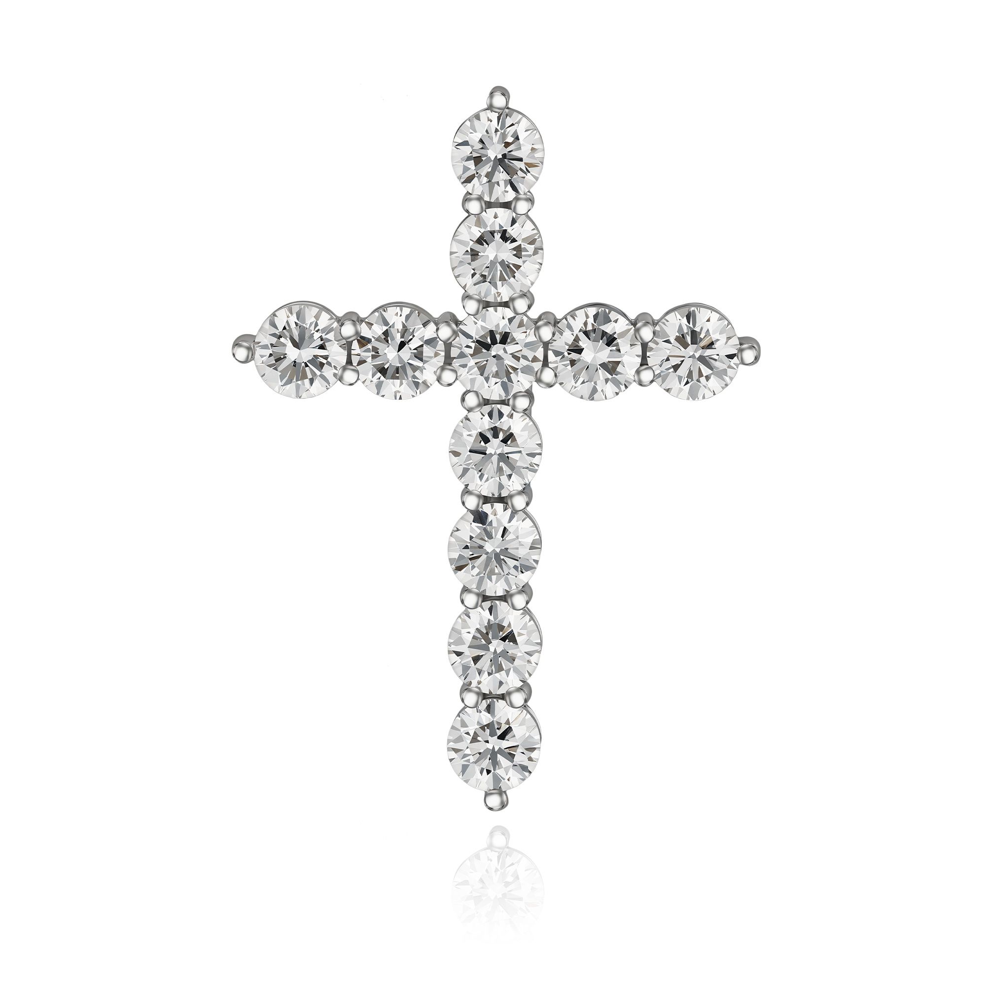 Крест из белого золота с бриллиантами
