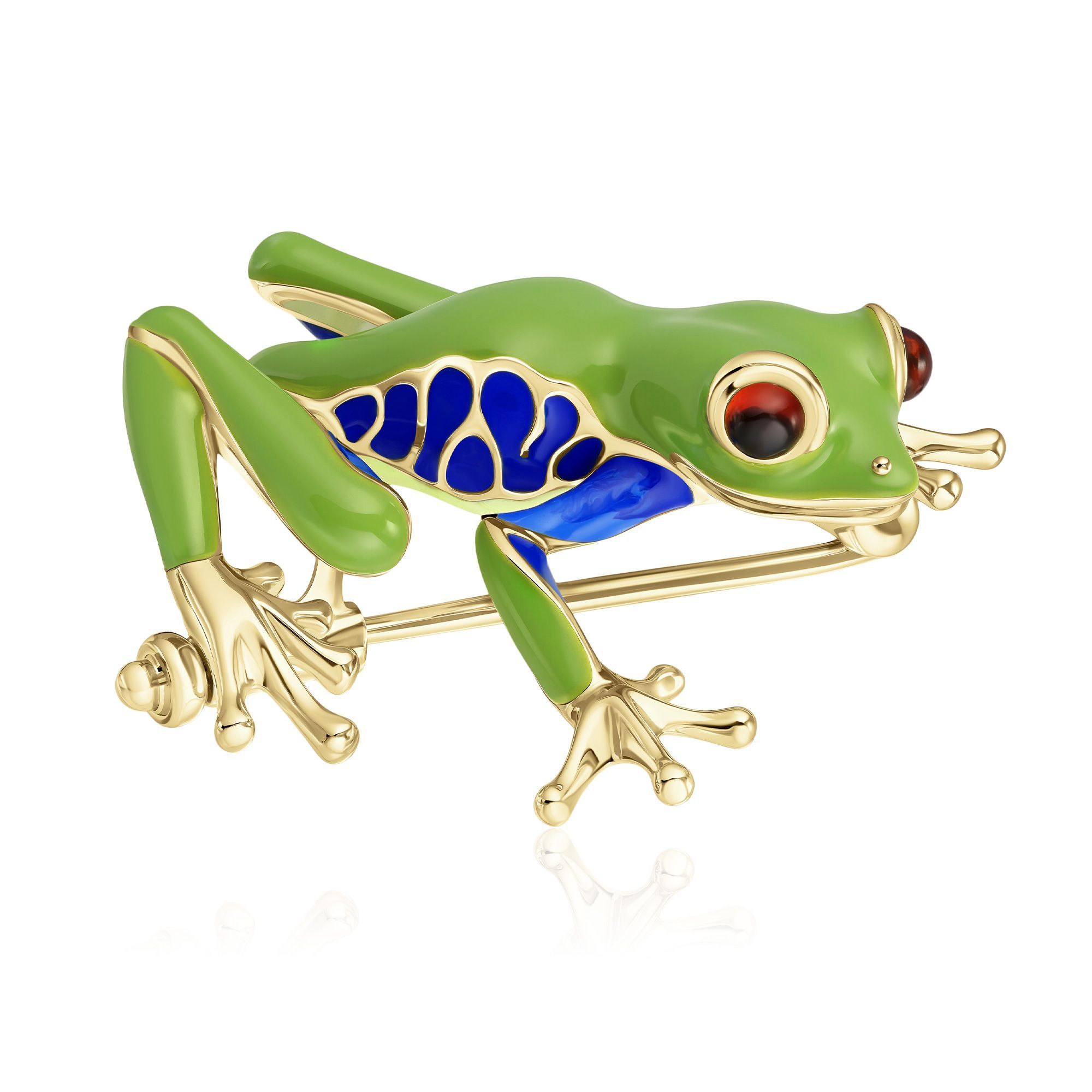 Брошь из желтого золота с альмандинами