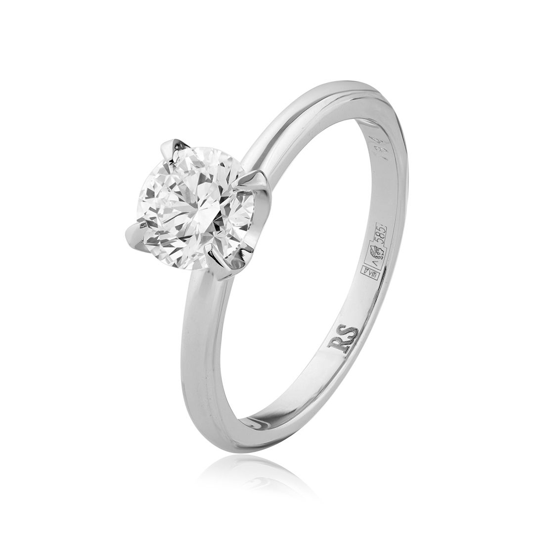 Кольцо из белого золота с бриллиантом 1.01 ct