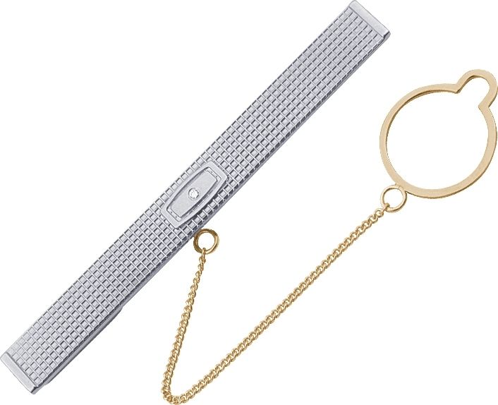 Зажим для галстука из белого золота с бриллиантом