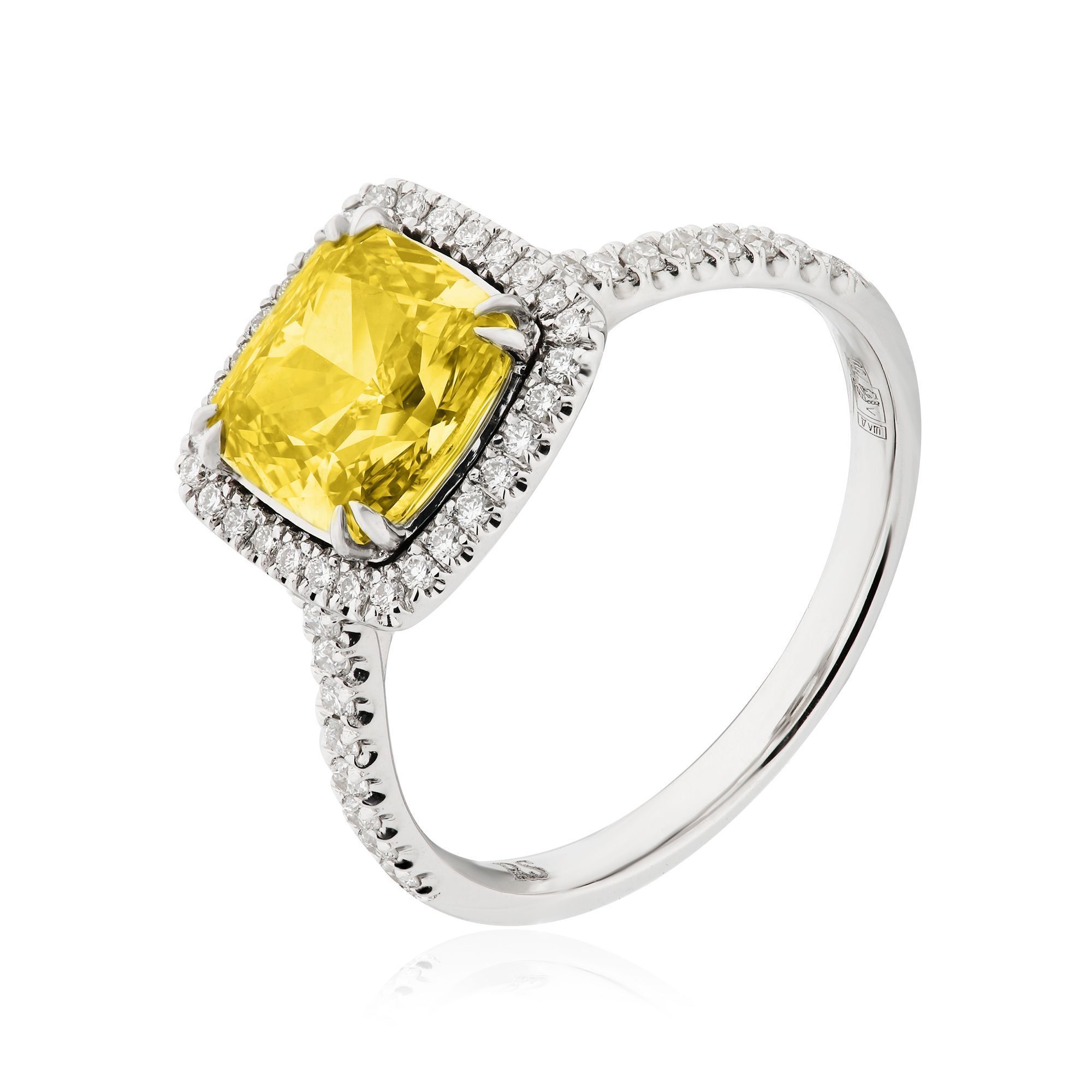 Кольцо из белого золота с желтым бриллиантом 2.5 ct