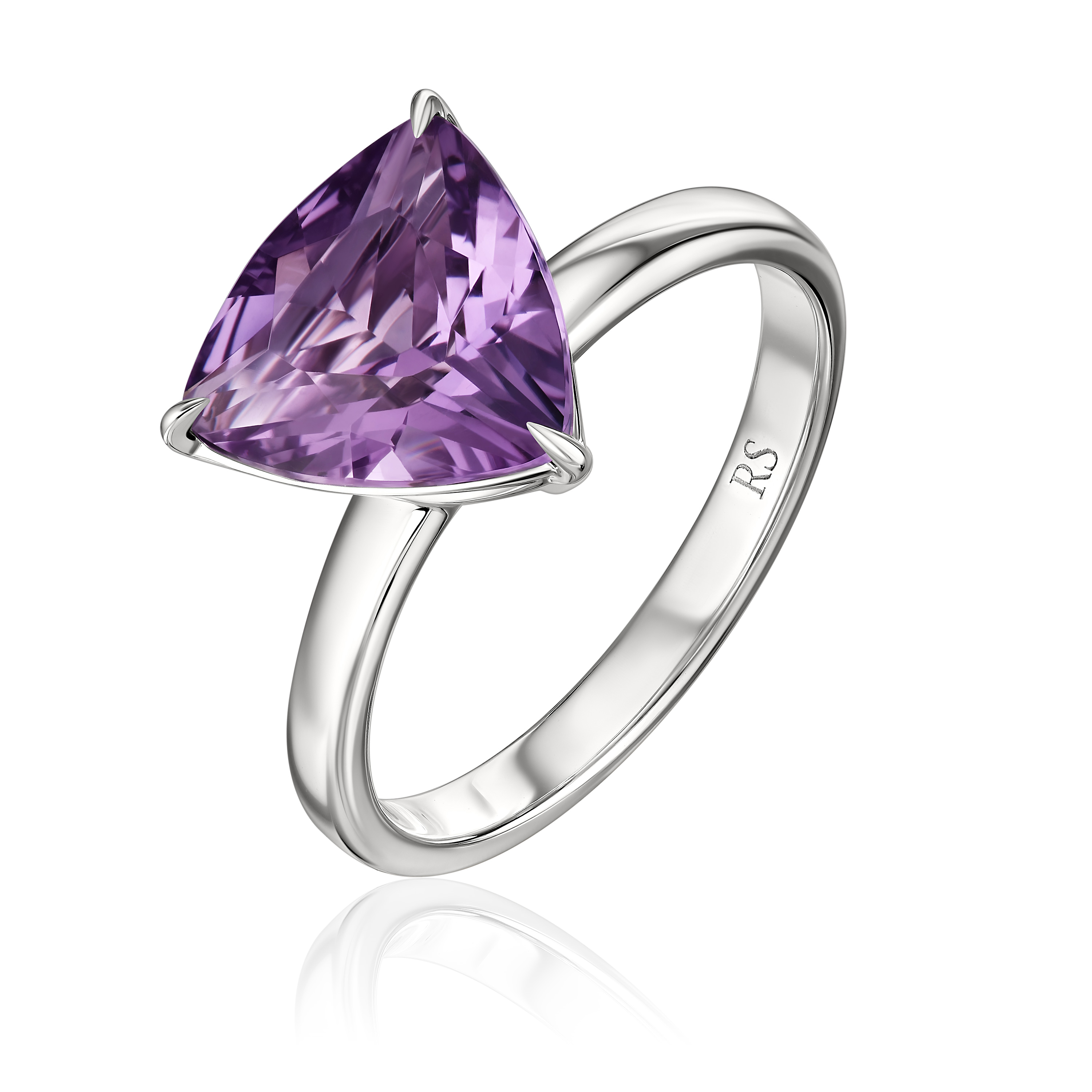 Кольцо из белого золота с аметистом и бриллиантами