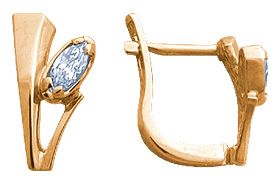 Серьги из красного золота с фианитами