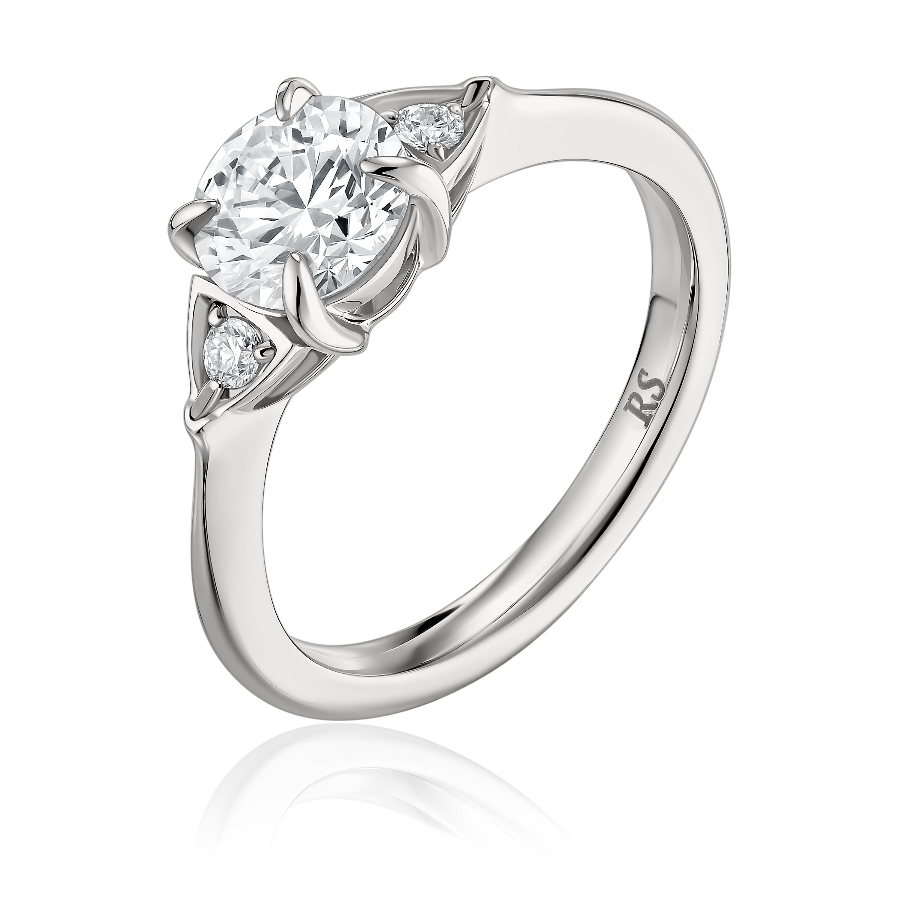 Кольцо из белого золота с бриллиантом 1.02 ct