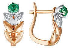 Серьги из красного золота с фианитами