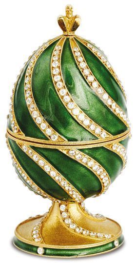 Яйцо-шкатулка «Спирали» из серебра с ювелирным стеклом