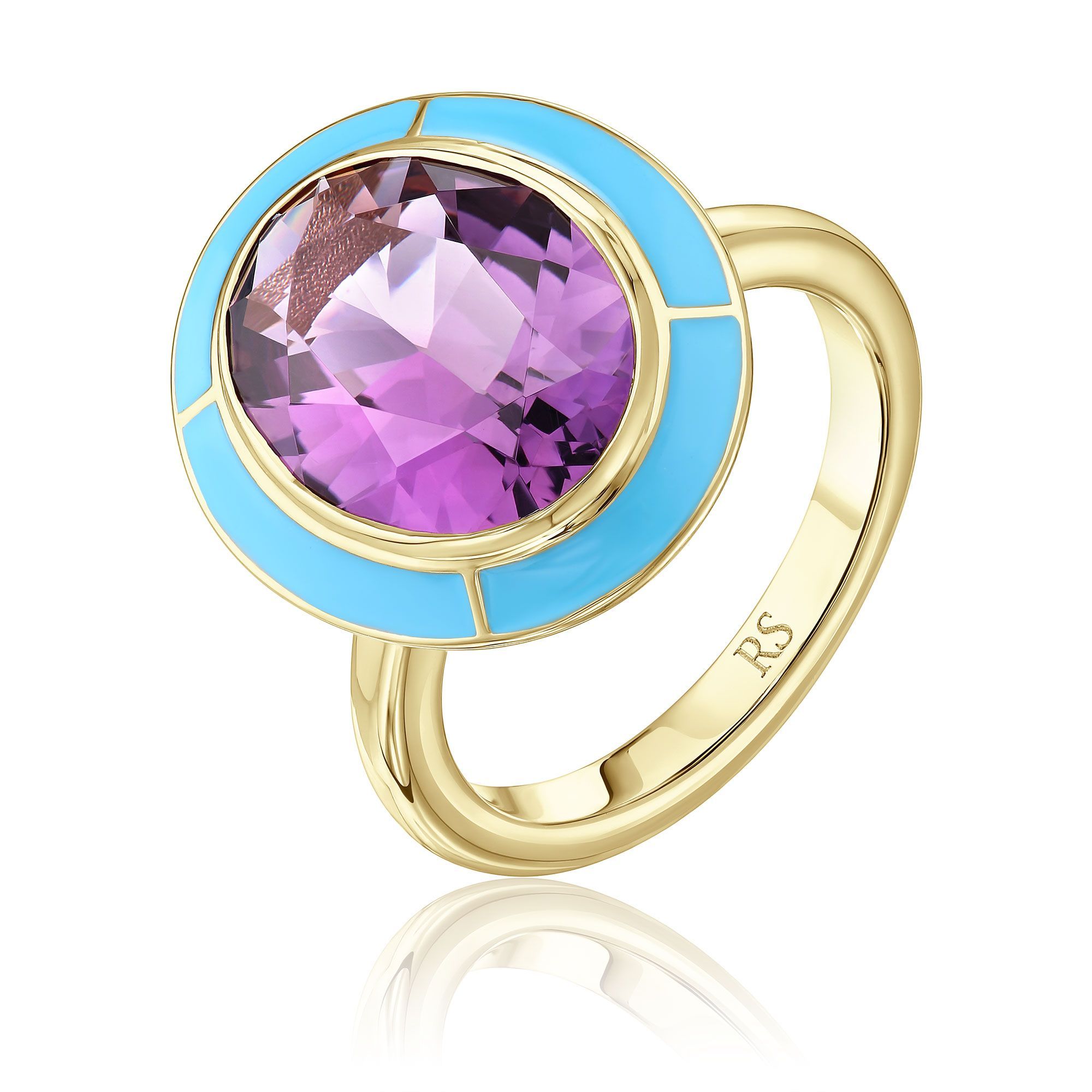 Кольцо из желтого золота с аметистом